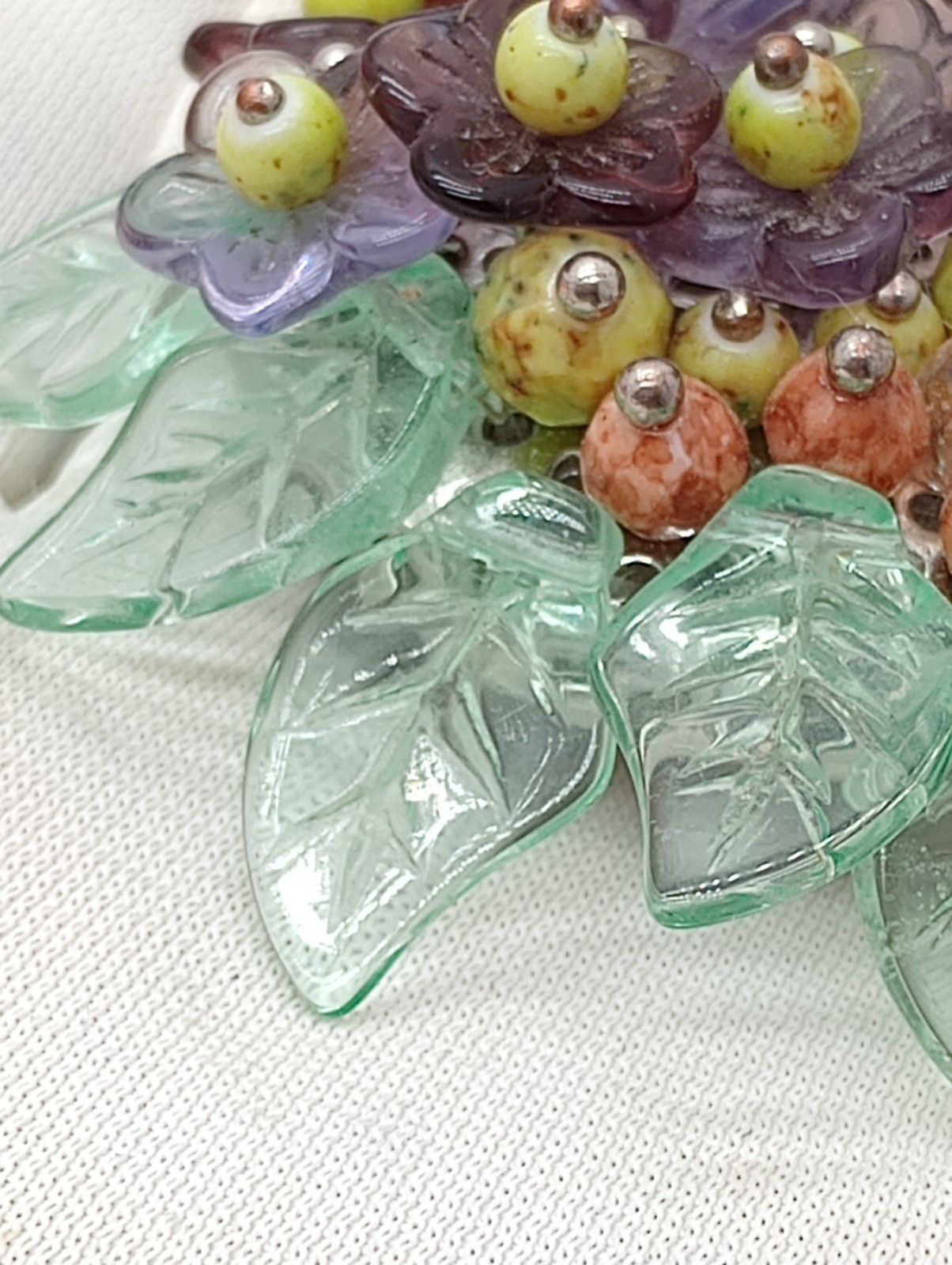Vintage Unsigned Miriam Haskell Inspired Glass Cluster Brooch Pin