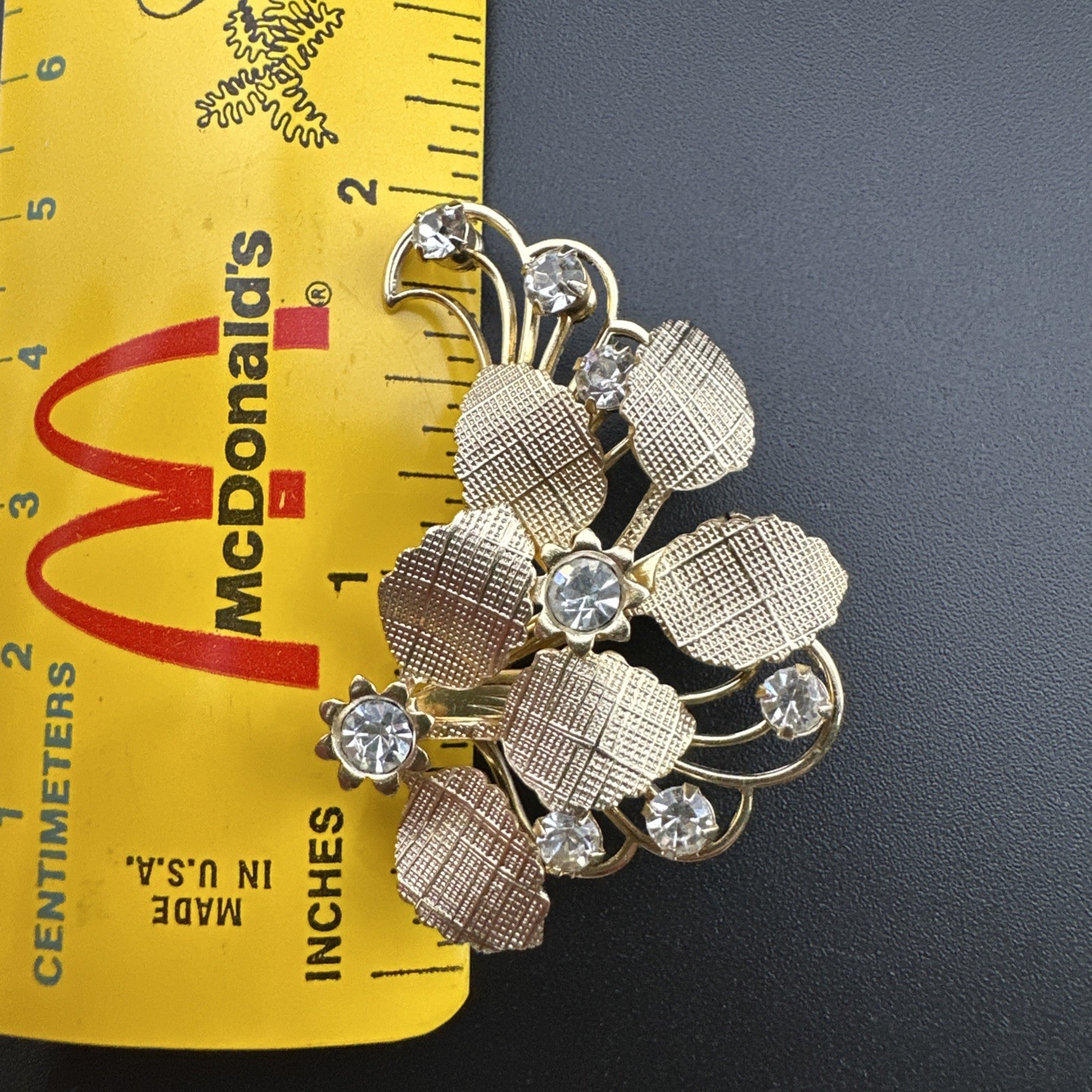 Very Pretty Vintage 1950s Rhinestone Flower Earrings And Brooch Set