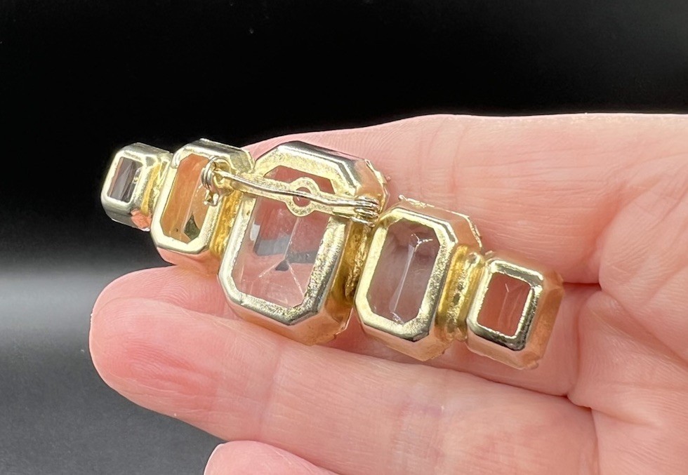 Vintage 1970 Faceted Look Acrylic Pastel Gem Brooch