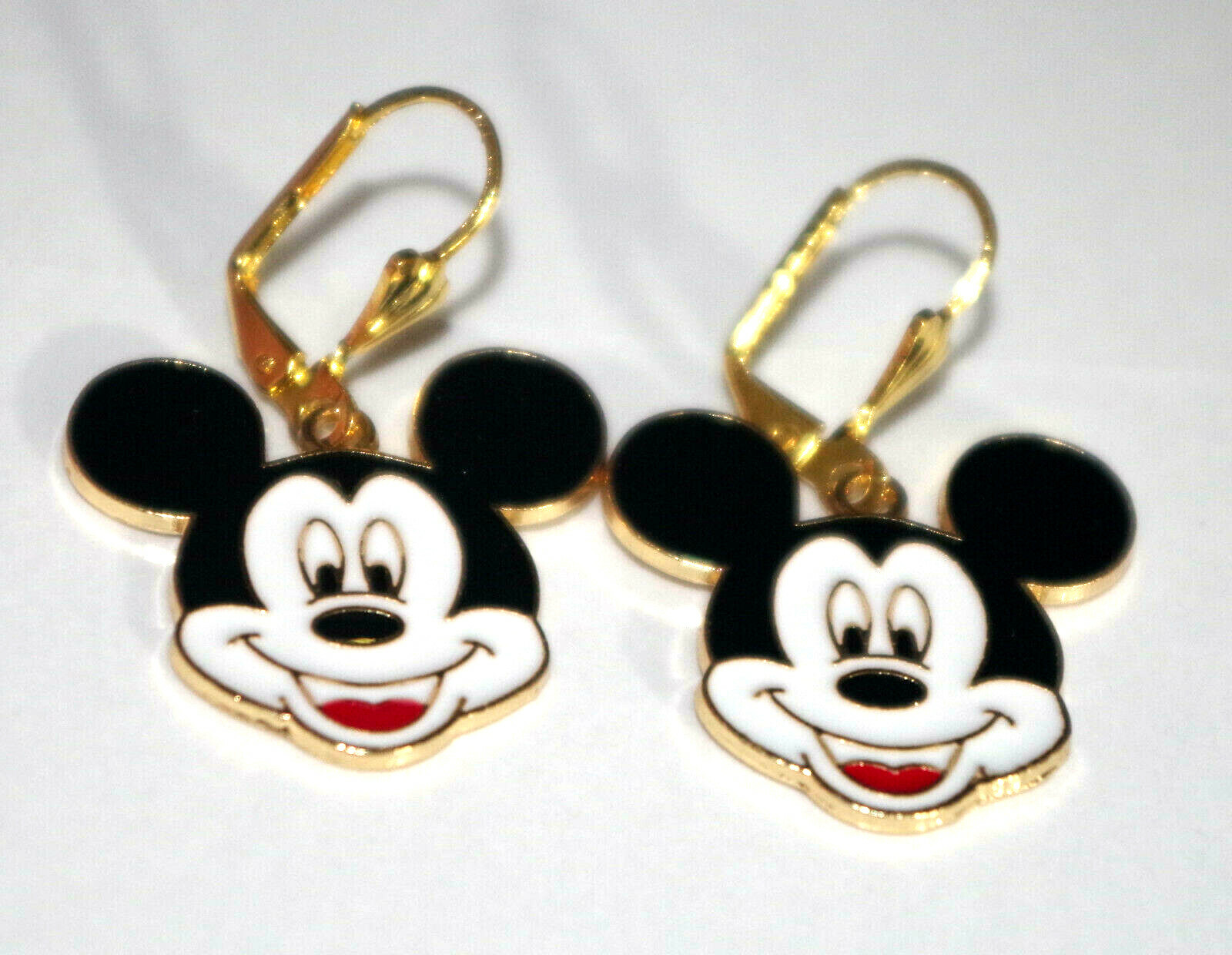 Old Stock Micky Mouse Leverback Earrings 14k Gold Filled