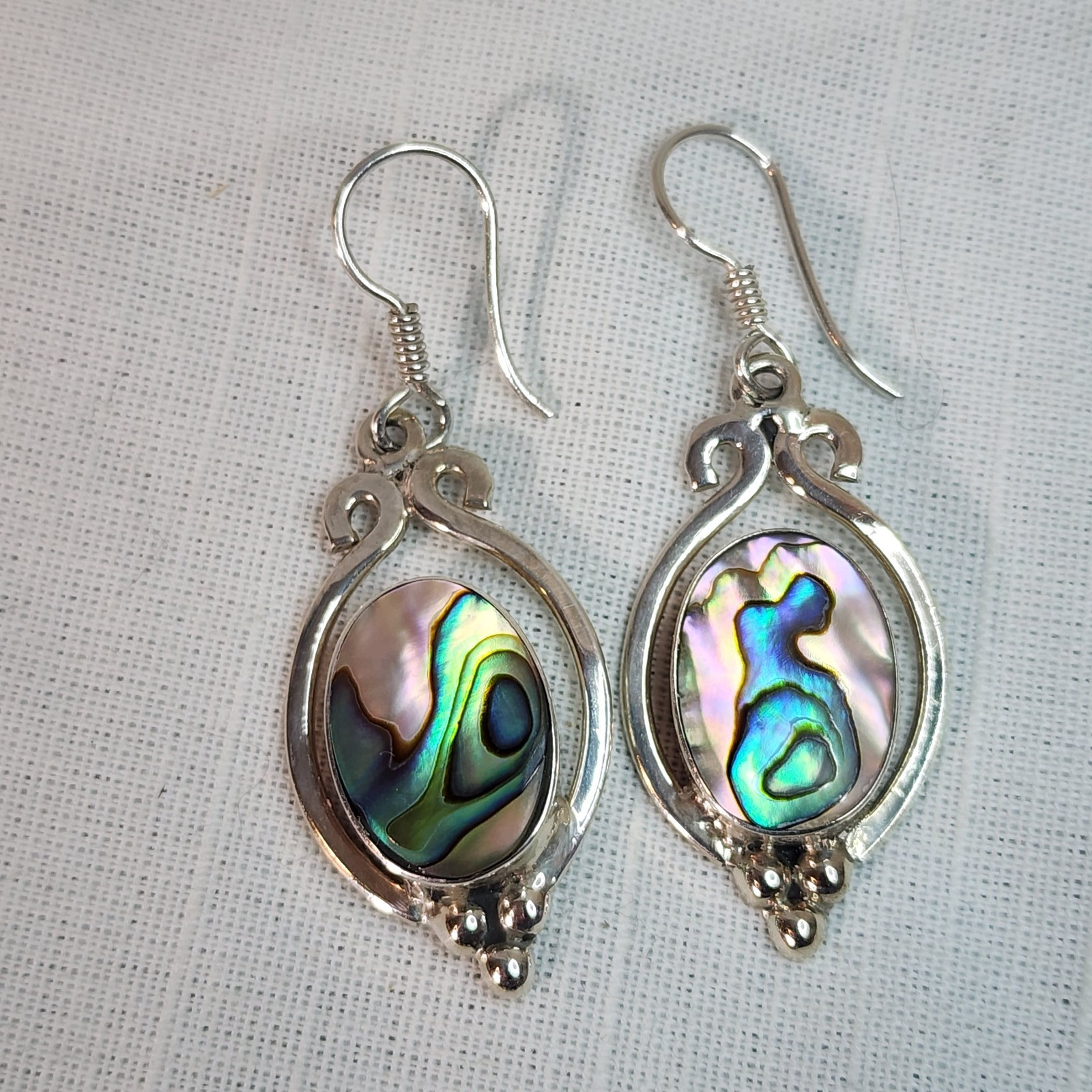 Mexico MG243, Vintage 925 Sterling Silver/Abalone, Pendant and Earrings, NICE!
