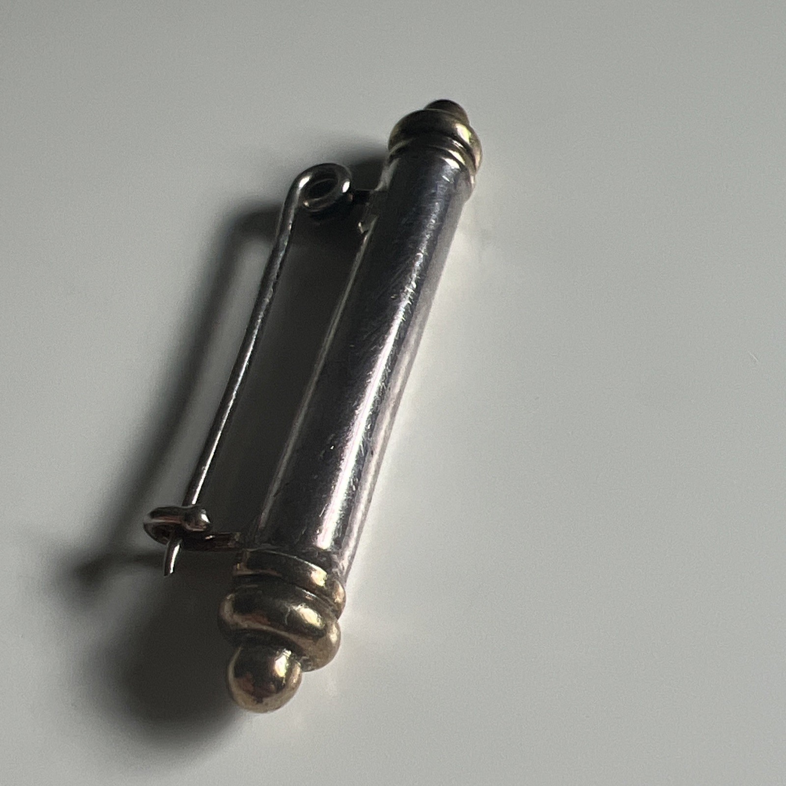 Vintage Sterling Silver Bar Brooch Pin Gold Tone Mixed Metal Italy 2″ Scroll 925