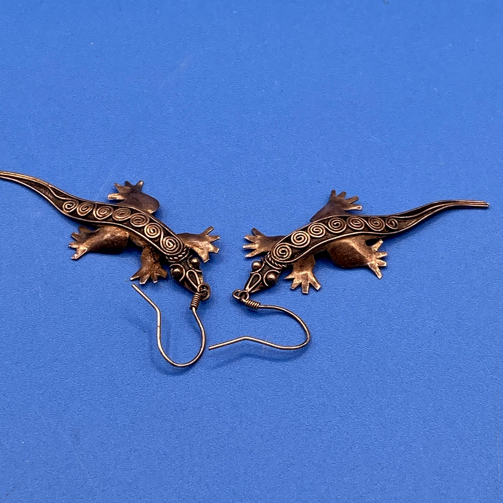 Lizards/Salamanders vintage EARRINGS Sterling Silver long pierced Southwestern