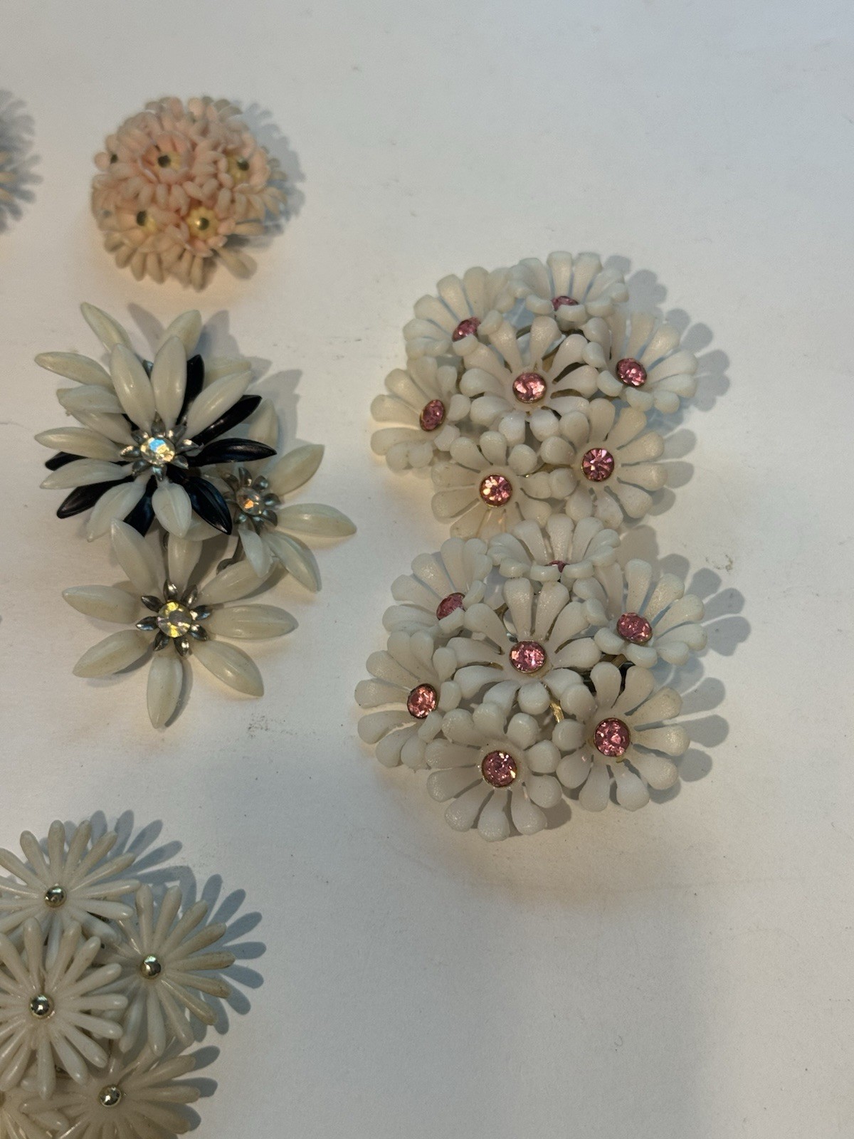 Vintage Jewelry Earring Lot Mid Century Clips Screwback Soft Plastic 5 Pair