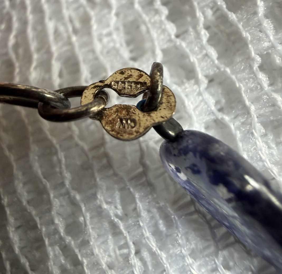 Vintage 925 Sterling Polished Iolite Stone Necklace in Various Shades Of Blue