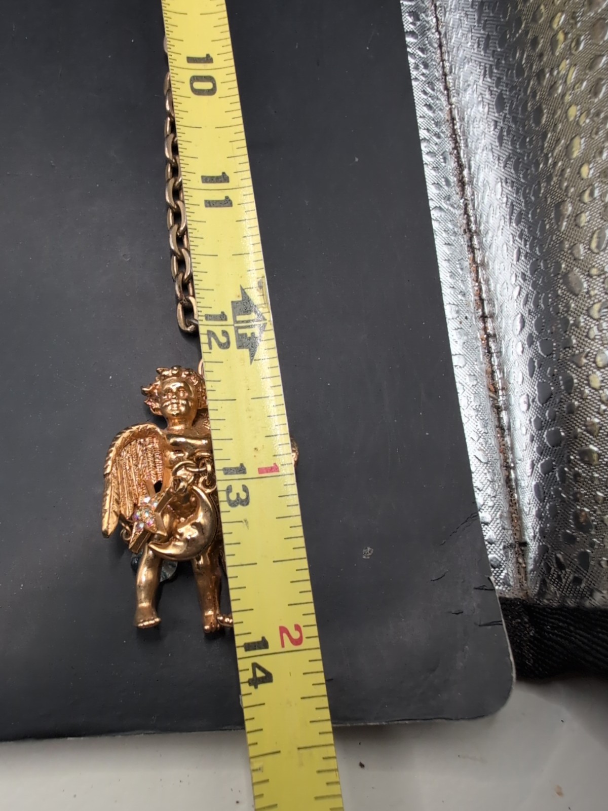 Vintage Kirks Folly Double Cherub WithStar Charm Necklace Gold Tone