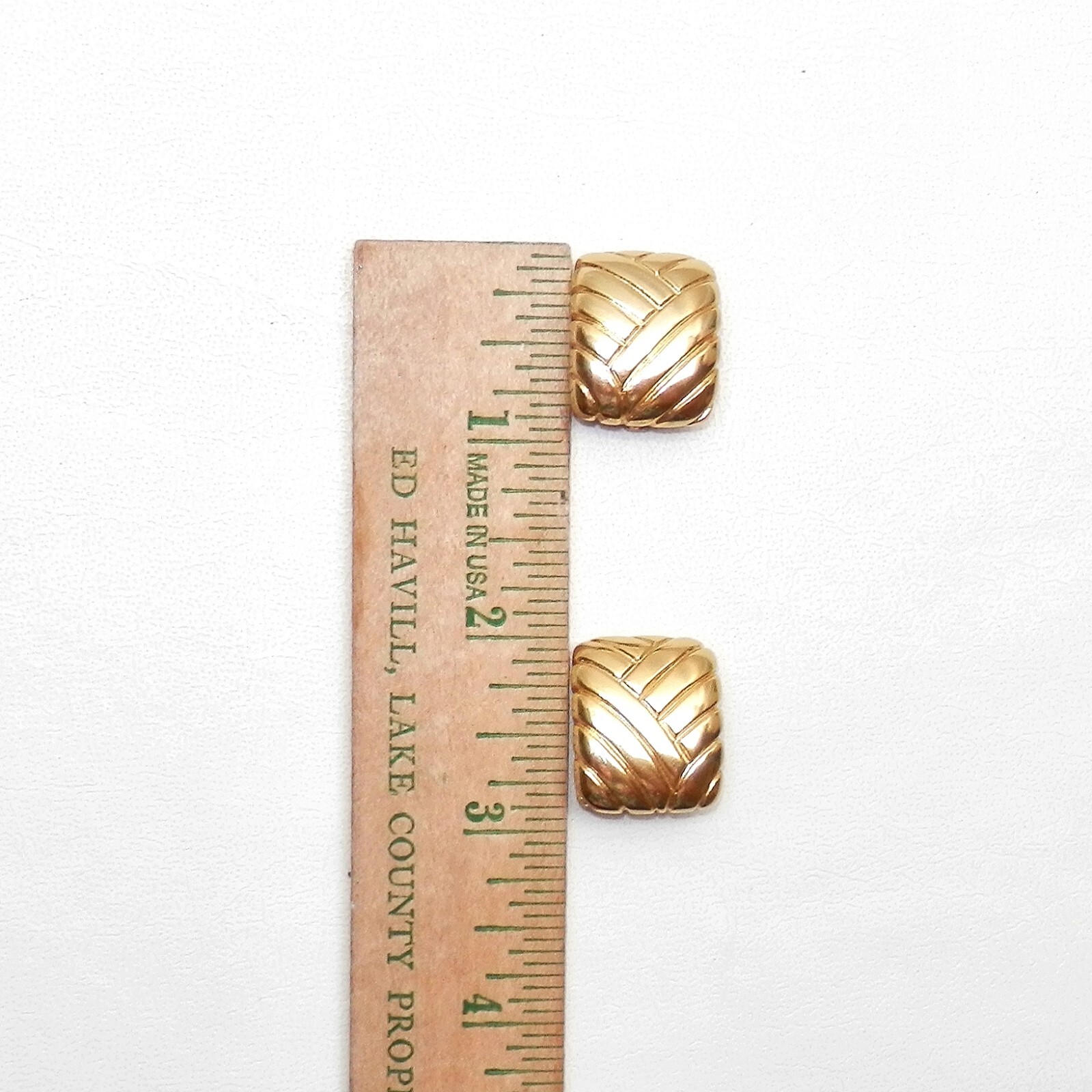 Vintage Vogue Bijoux Clip On Earrings Gold Tone Art Deco Style 80s Statement