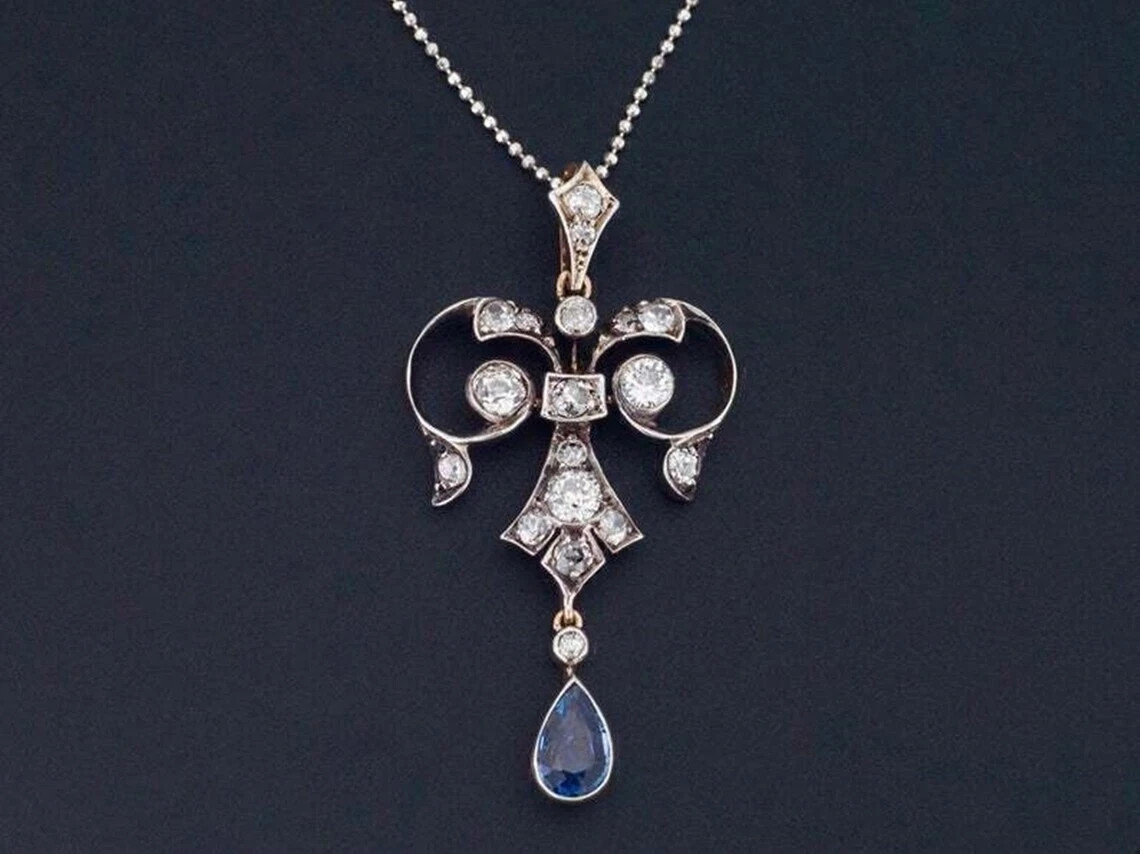 2.50Ct Art Deco Style Lab Created Diamond Anniversary 14k White Gold FN Pendant