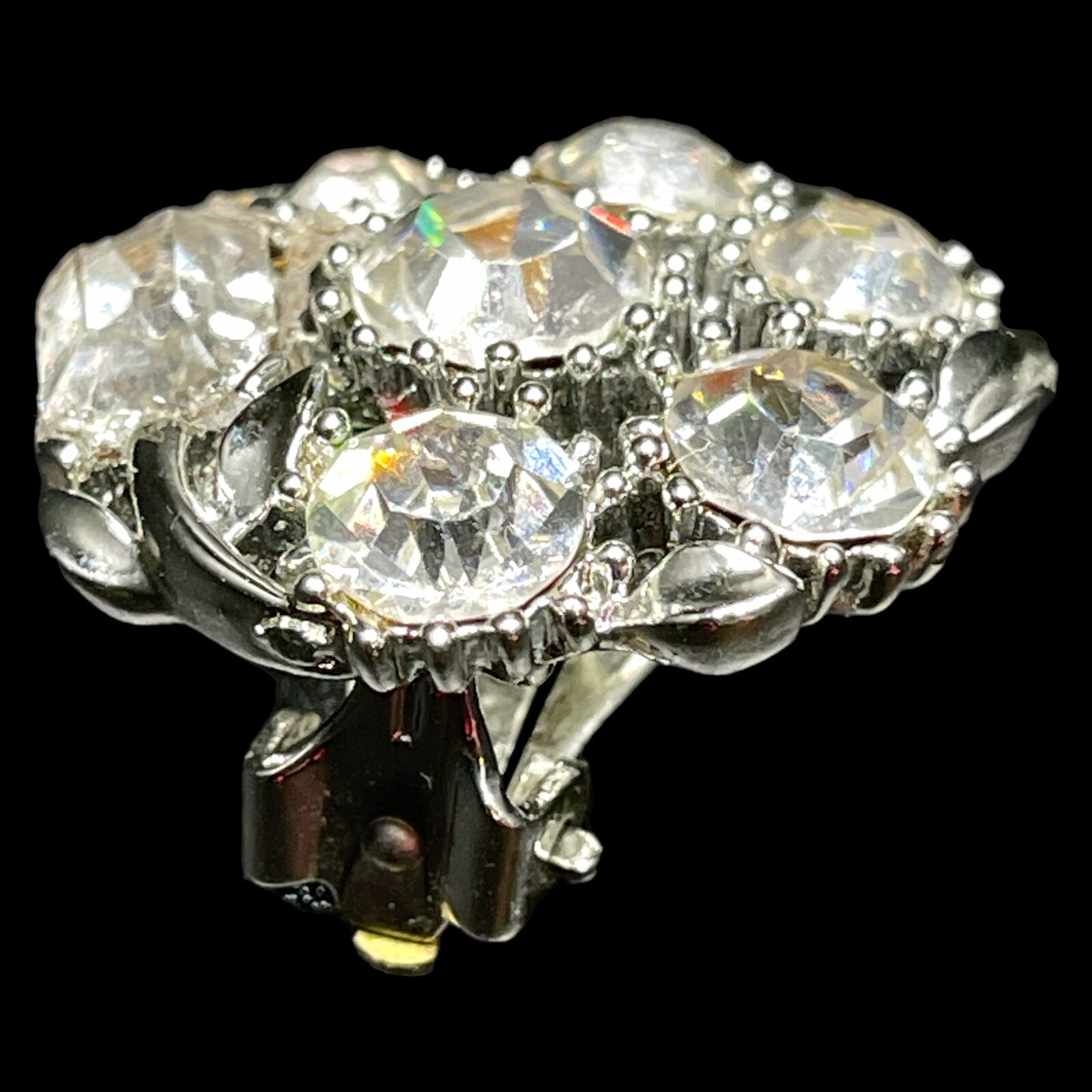LISNER Colorless 💎 Round And Emerald Cut Floral Rhodium Necklace & Earrings