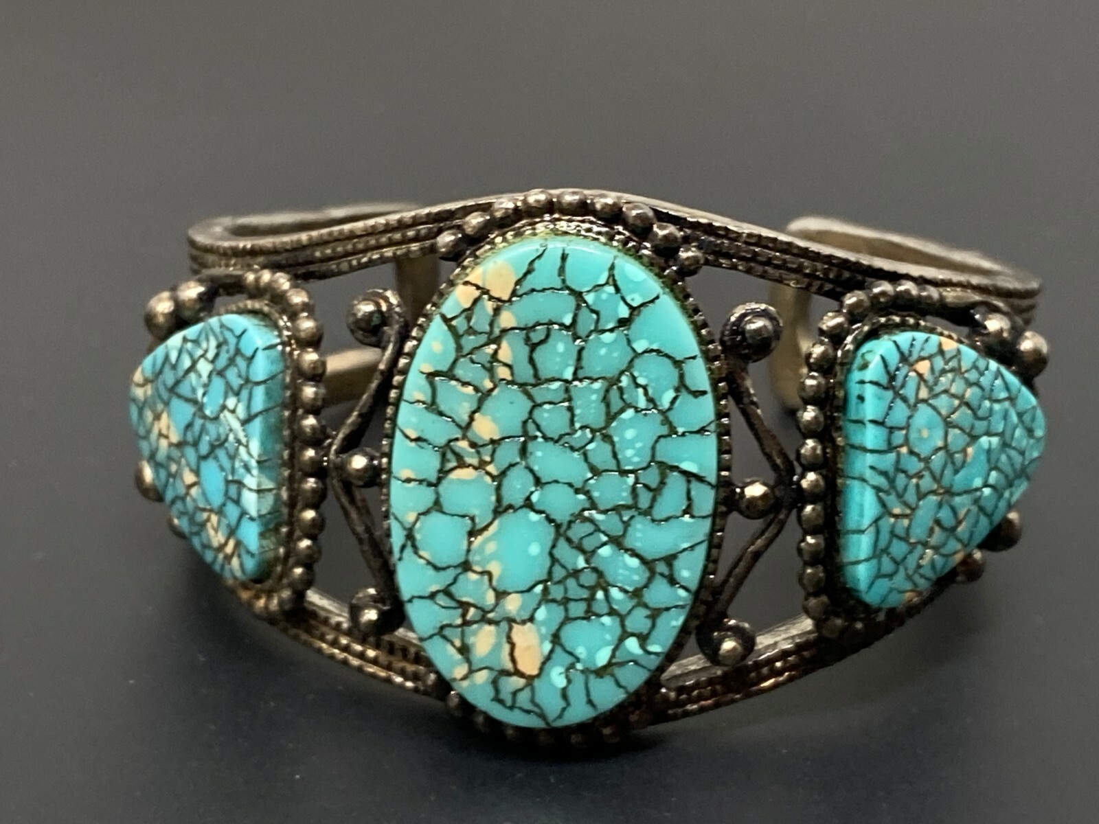 Vintage South Western Blue Lucite Cuff Bracelet