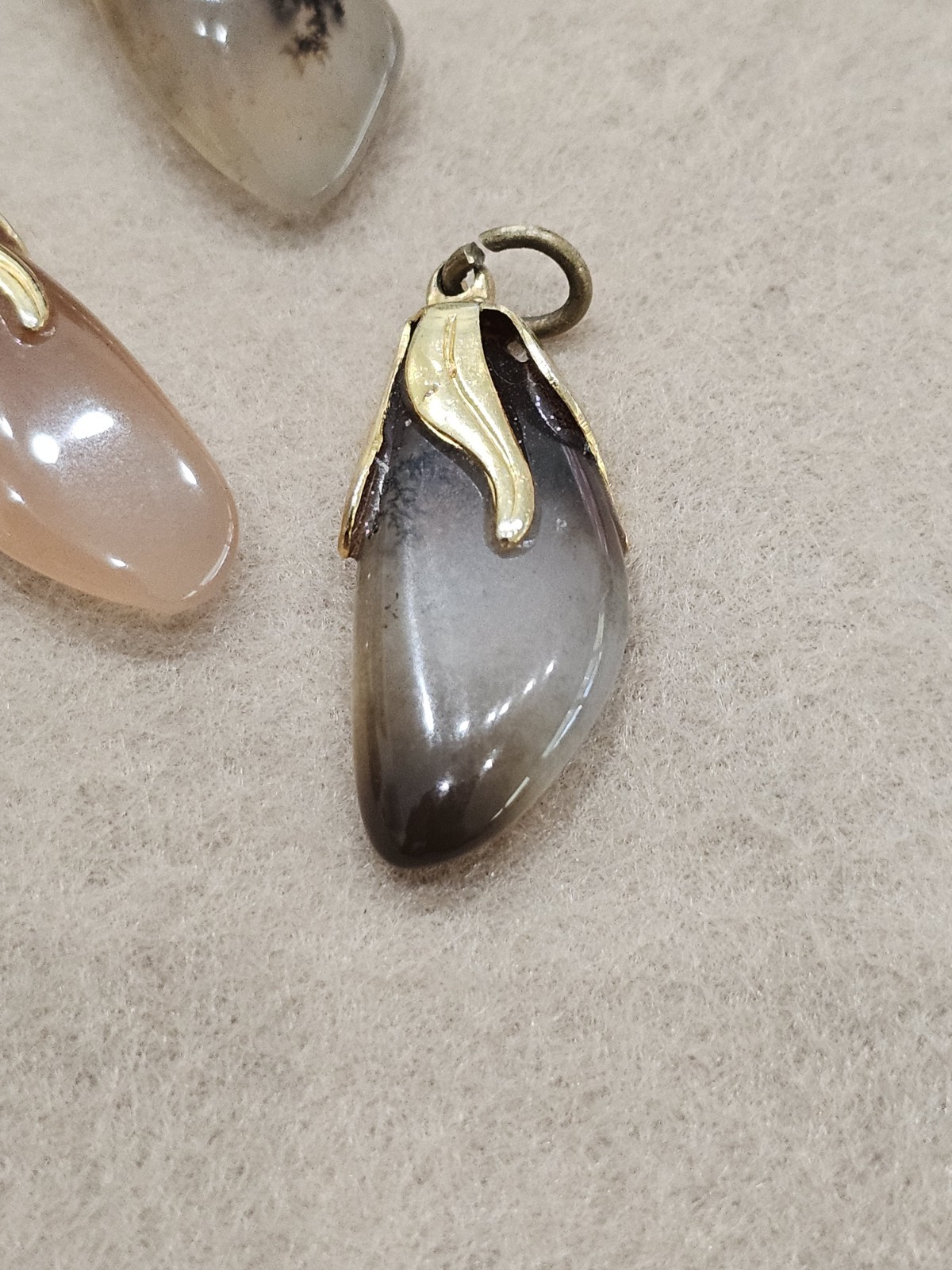 Gold Tone Pendant Charm Lot Metal For Bracelet Tumbled Stone Quartz Gem Rock