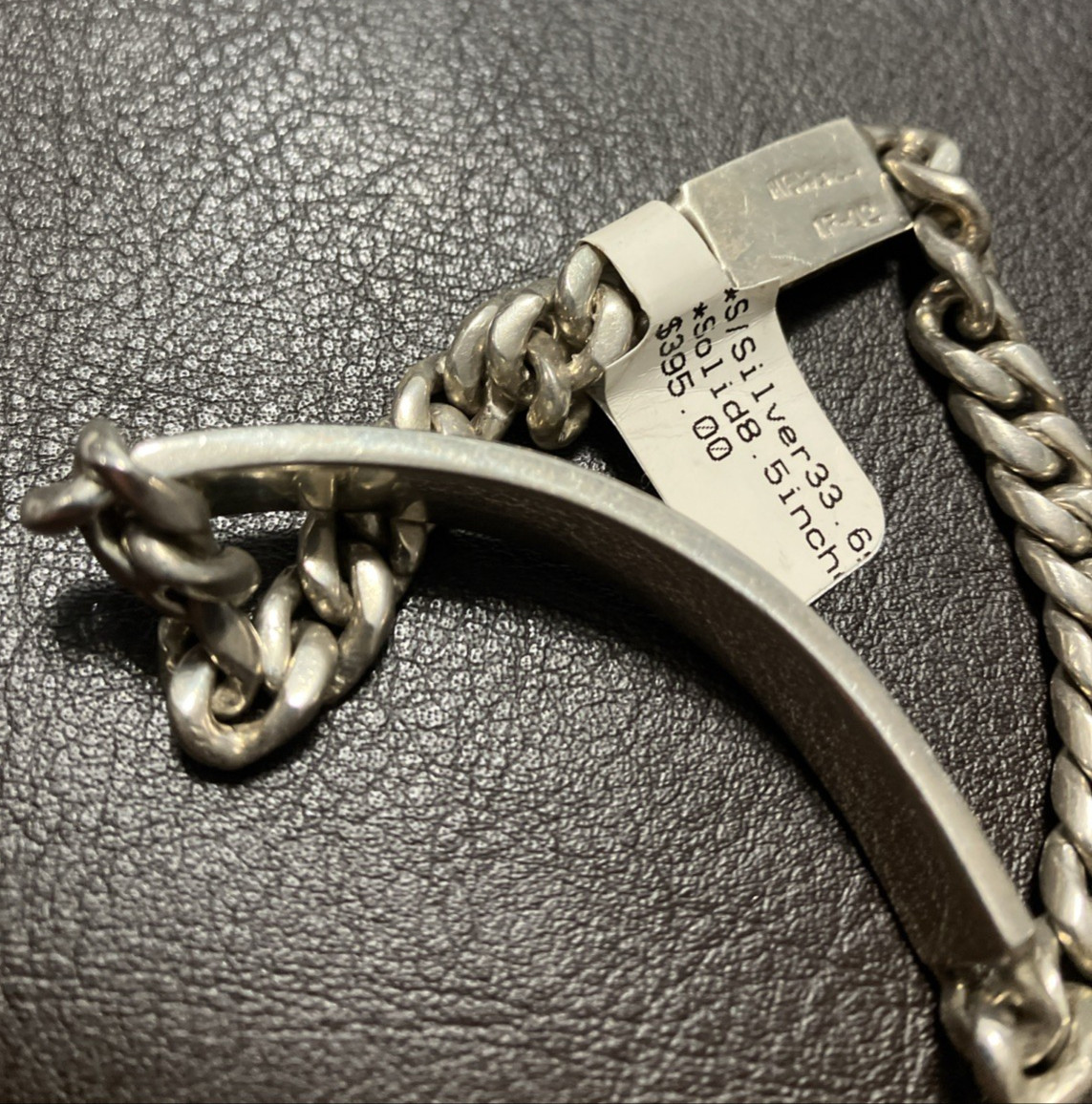 Mexico IF-02 Sterling Silver 925 Cuban ID Bracelet Solid 33 Grams 8.5 Inches