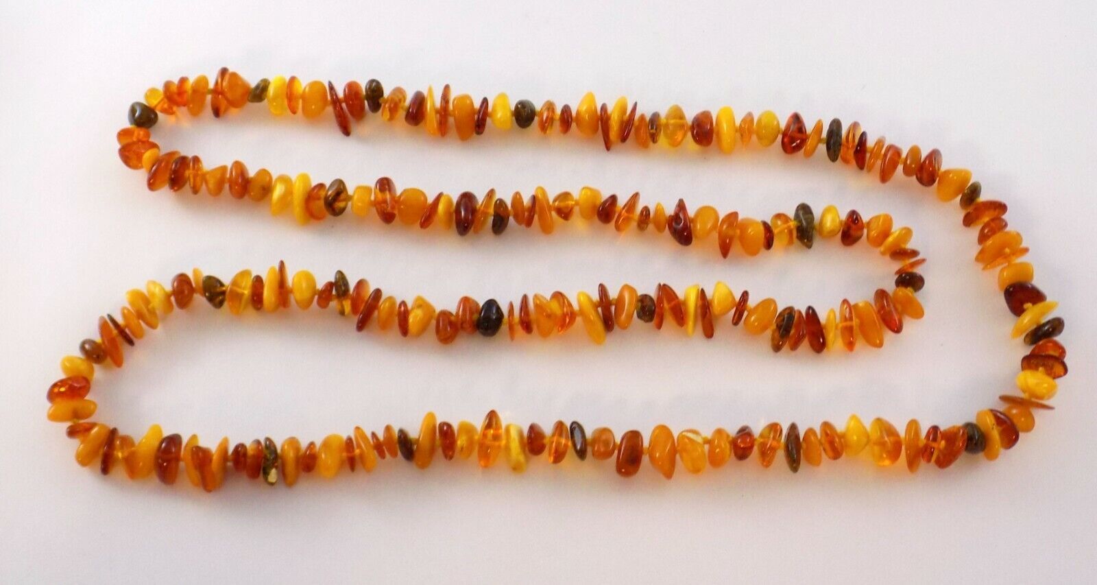 Vintage Varied Amber Bead Strand Necklace Hand Knotted Orange Yellow No Clasp