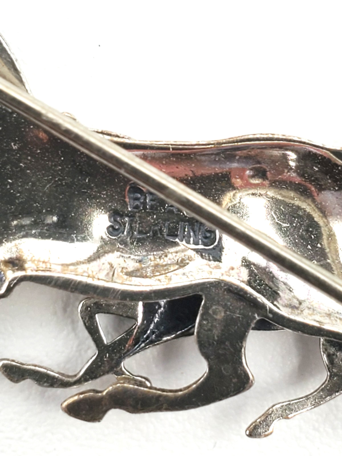 Vintage Sterling Silver Equestrian Horse & Pony Running Beau Brooch