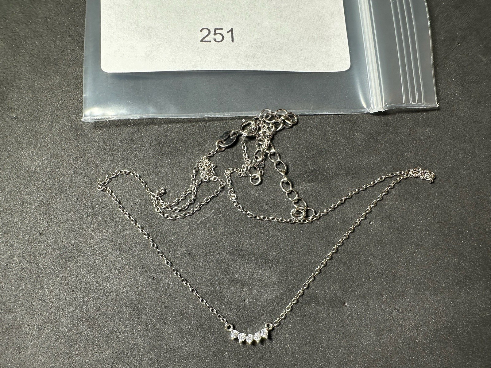 1.53g Vintage Sterling Silver 925 CZ Station Necklace Chain Adjustable 19 in