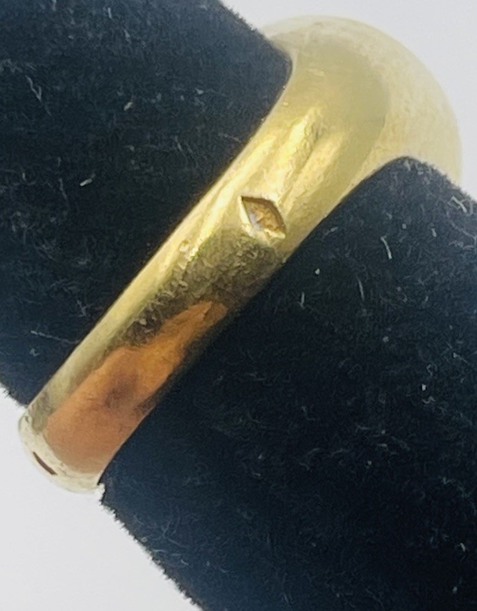 Antique French 18k Yellow Gold Bloodstone Crest Signet Ring Size 4.75