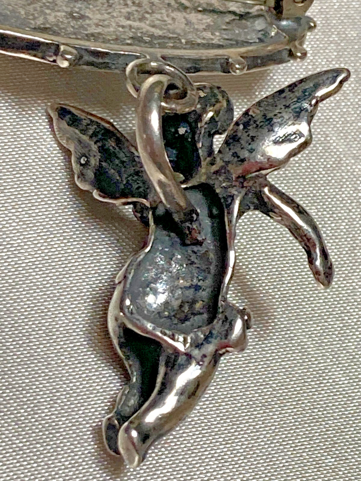 Exceptionally Rare T Foree Sterling Silver “BABY” Angel Cherub Victorian Brooch