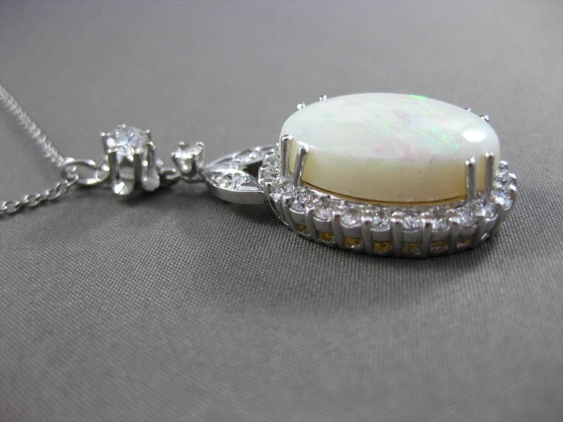 ANTIQUE MASSIVE 10.19CT DIAMOND & OPAL 14KT WHITE GOLD PENDANT E/F VS VVS #24009