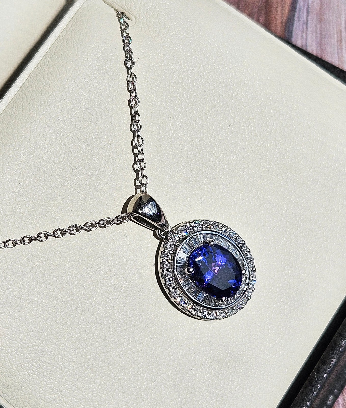 Rhapsody AAAA OVAL Tanzanite E-F VS Baguettes Diamonds 3.45ctw Platinum Pendant