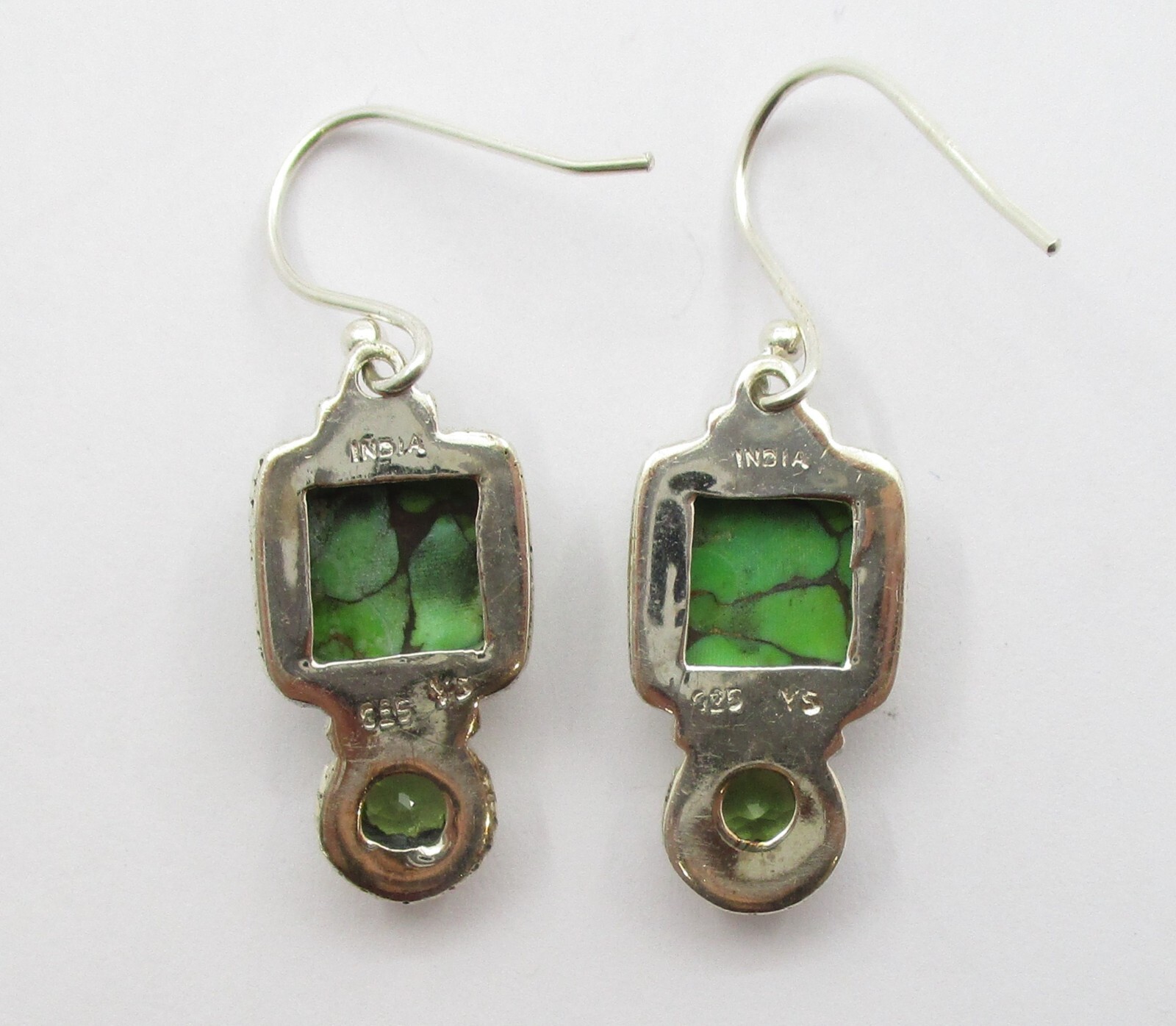 Green Onyx 0.78CTW Peridot Southwestern Style Dangle Earrings Sterling Silver