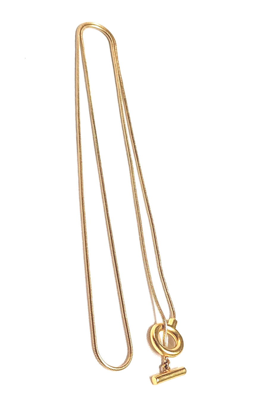 Matte Gold-Tone Snake Serpentine Chain Necklace Toggle Pendant Closure 27″ EUC