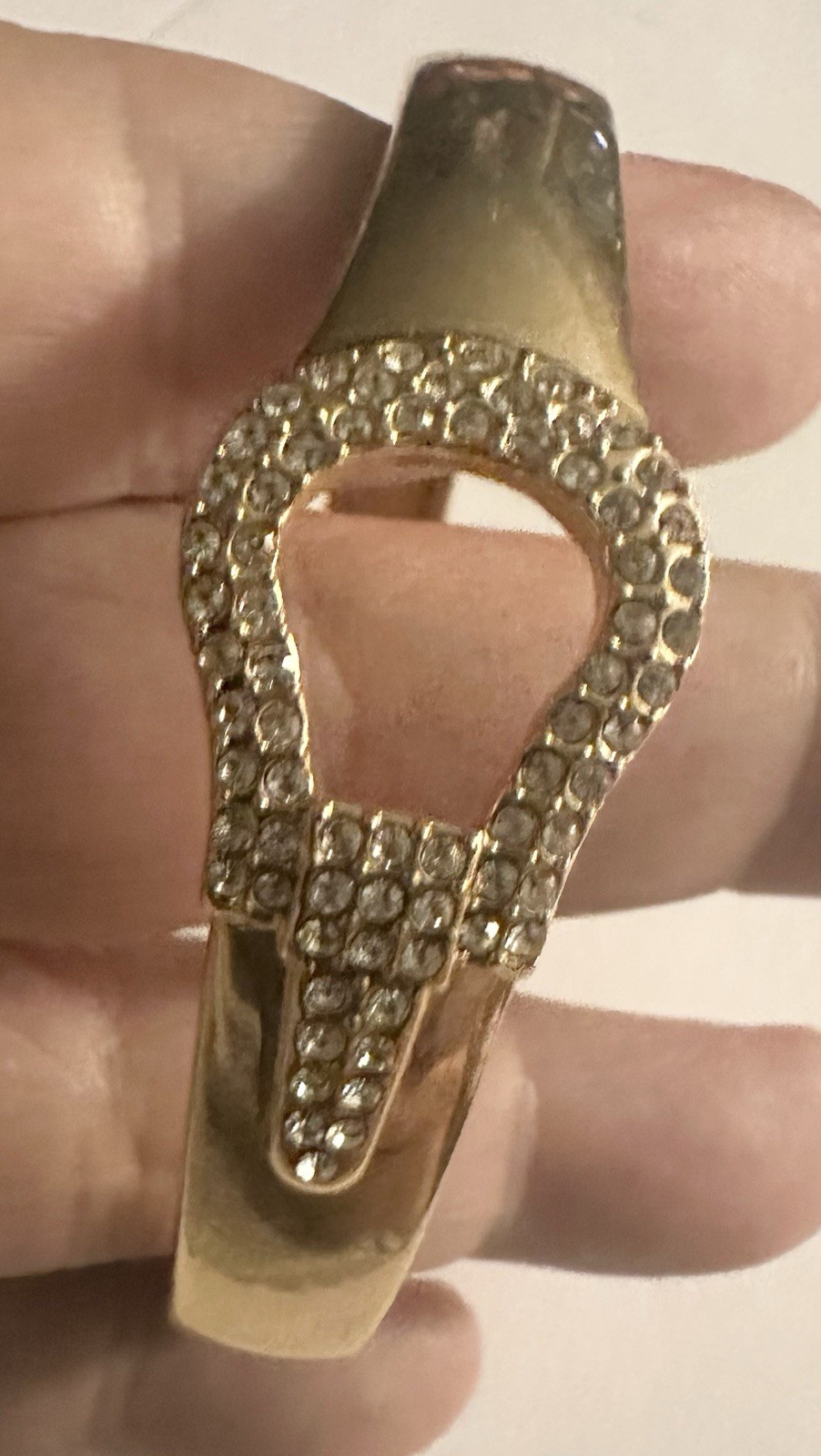 Vintage Tension Bangle Bracelet Cuff w/Crystals Horse Bit/Stirrup Equestrian