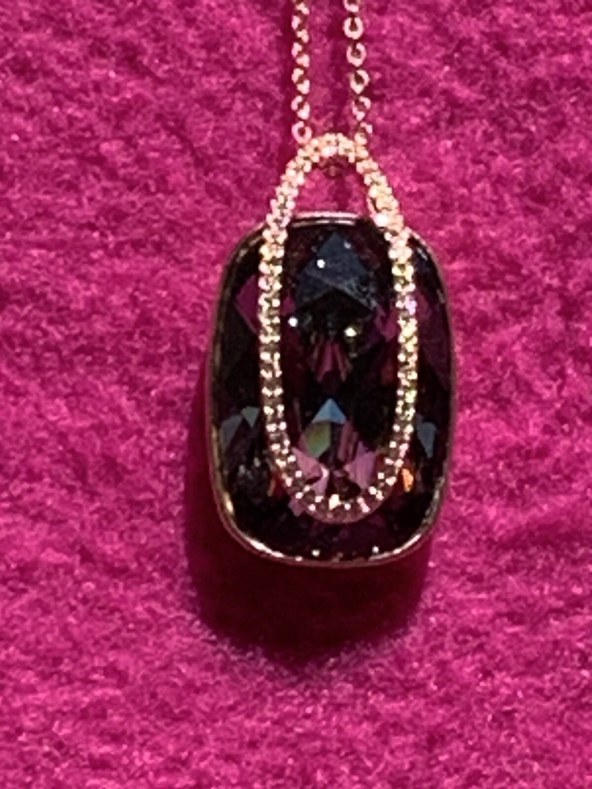 💎RARE – SWAROVSKI (Signed) Stunning “SILVER NIGHT” Pendant Necklace Rose Gold💎