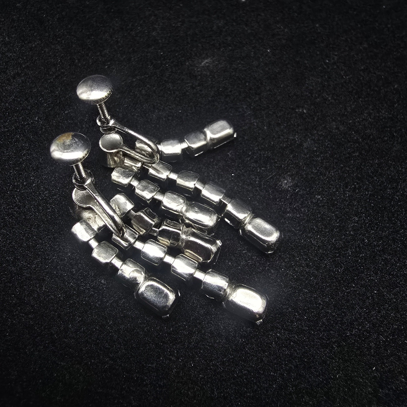 Clear Glass Rhinestone Screw Back Earrings Vintage Glam Costume Jewelry