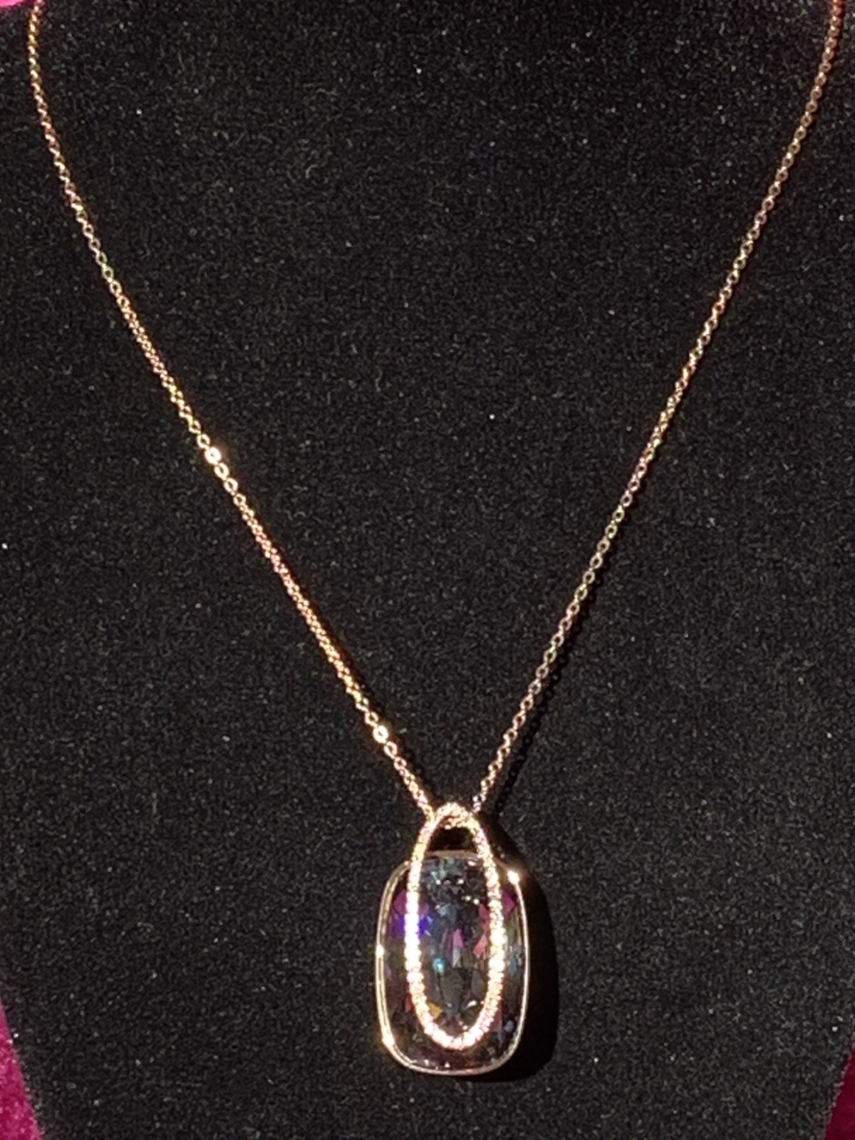 💎RARE – SWAROVSKI (Signed) Stunning “SILVER NIGHT” Pendant Necklace Rose Gold💎