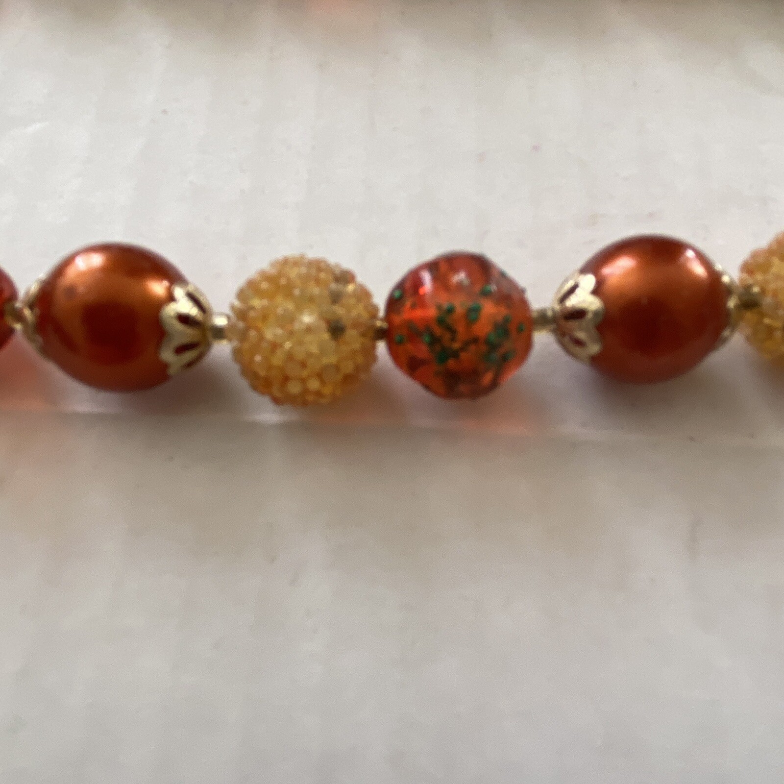 Vintage 20″ Bead Necklace Double Strand Copper Color Sugar Autumn Fall Colors