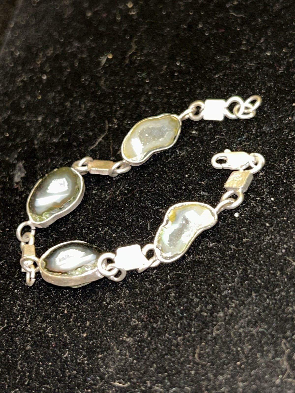 Vintage Geode Sterling Silver Bracelet
