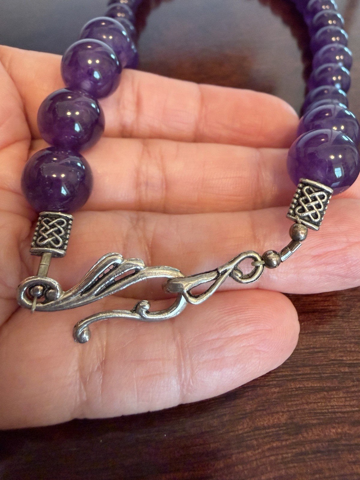 sterling silver amethyst beads necklace vintage