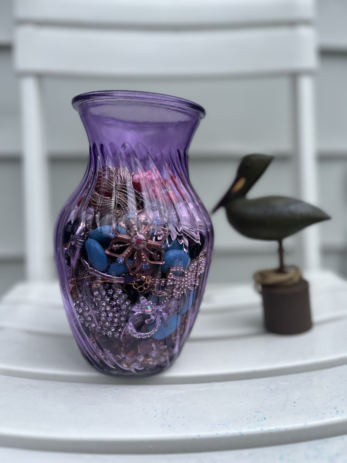 PURPLE Mystery Jewelry Jar- Vintage & Modern Jewelry- Trifari Lisner Avon- 3 Lbs
