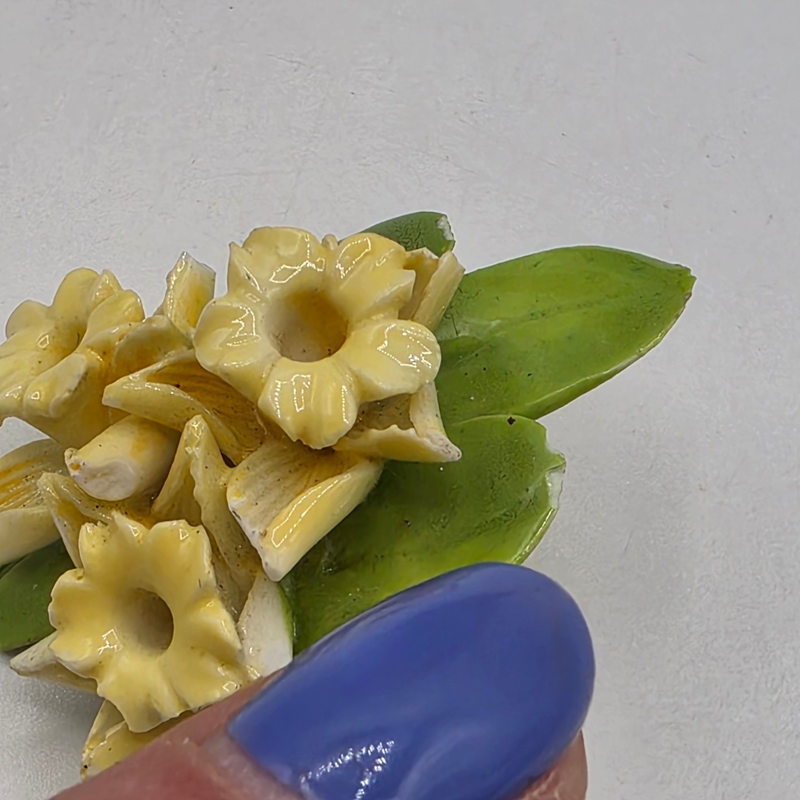 Vintage Thorley Bone China Daffodil Floral Brooch Pin Made in England Yellow