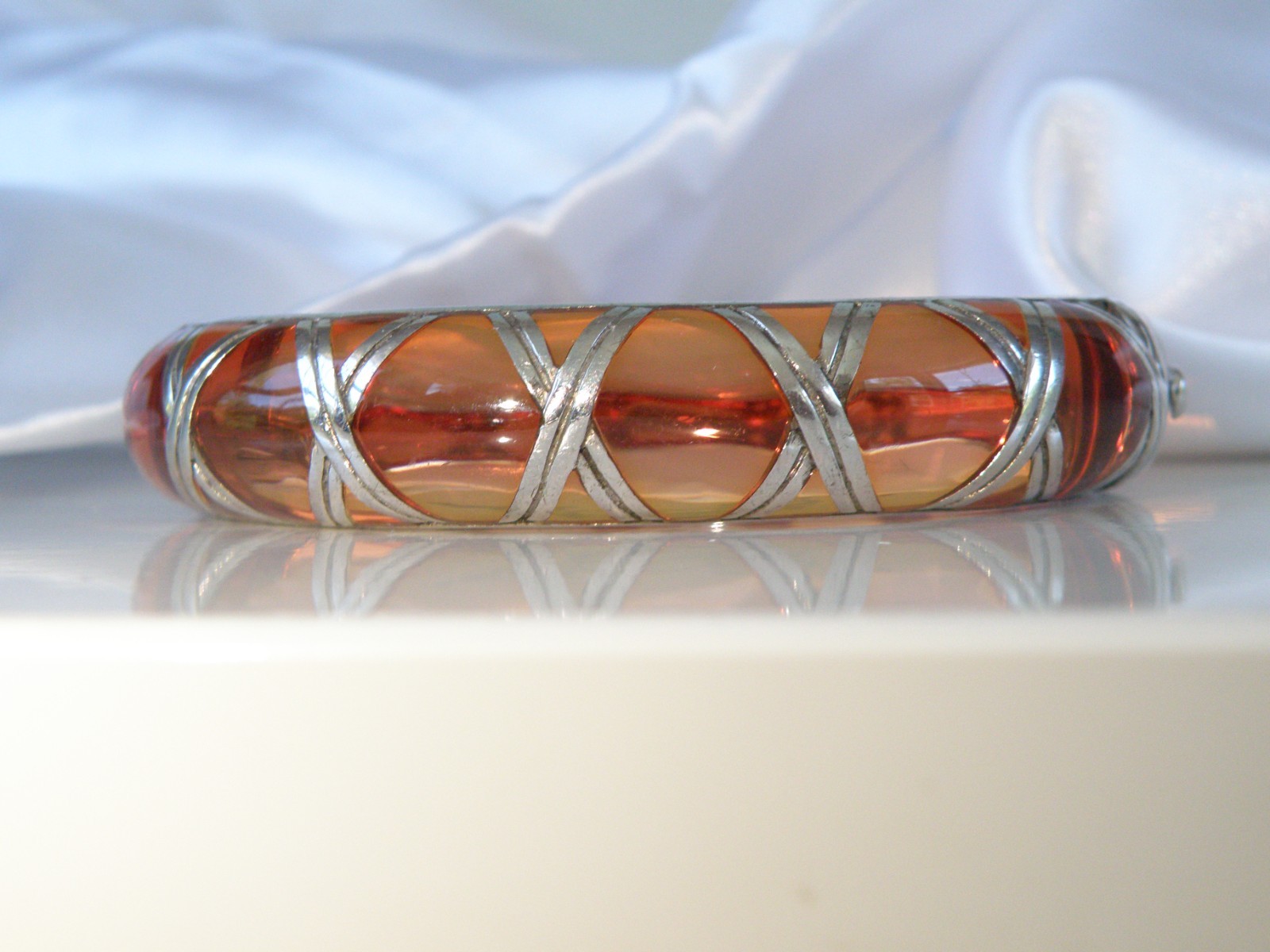Angelique de Paris Sterling Silver Bamboo Thick Hinged Bracelet 7.5″