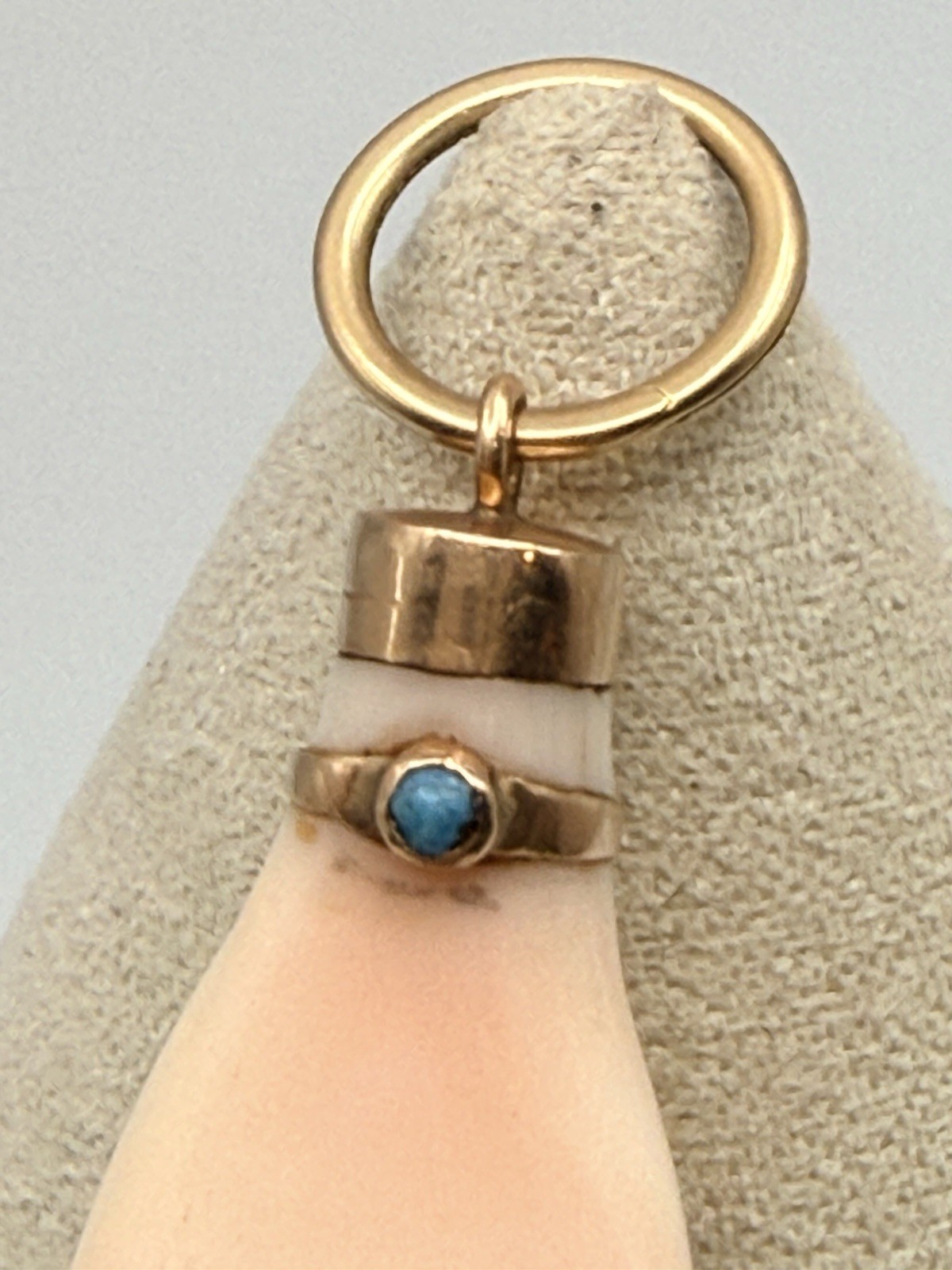 Antique Ca 1830-70s Angle Skin /Orange Coral Hand Figa & Charm Pendant Gold