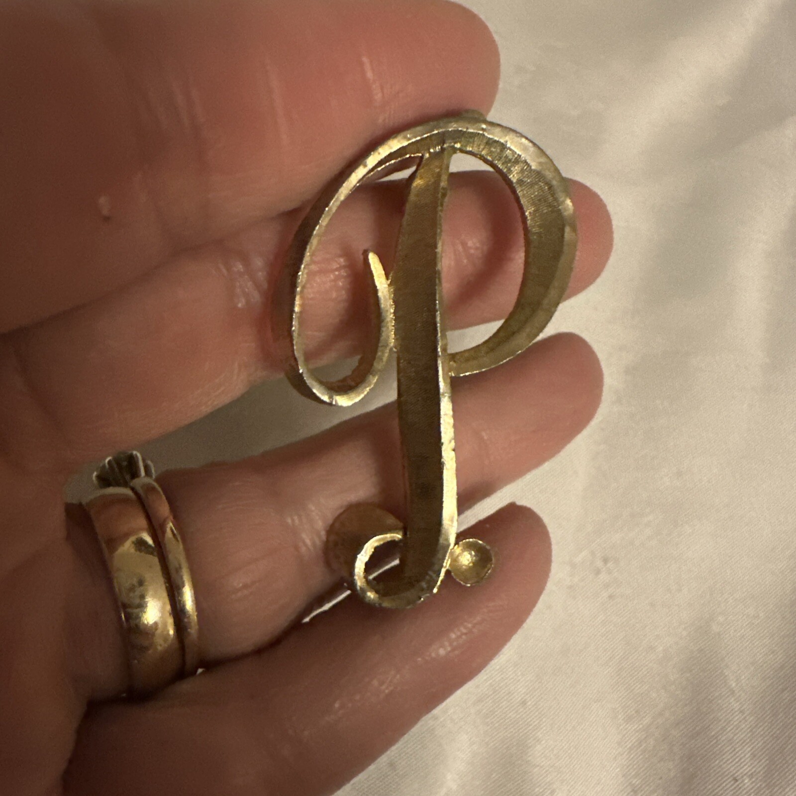 Vintage Signed Mamselle Monogram Letter P Brooch