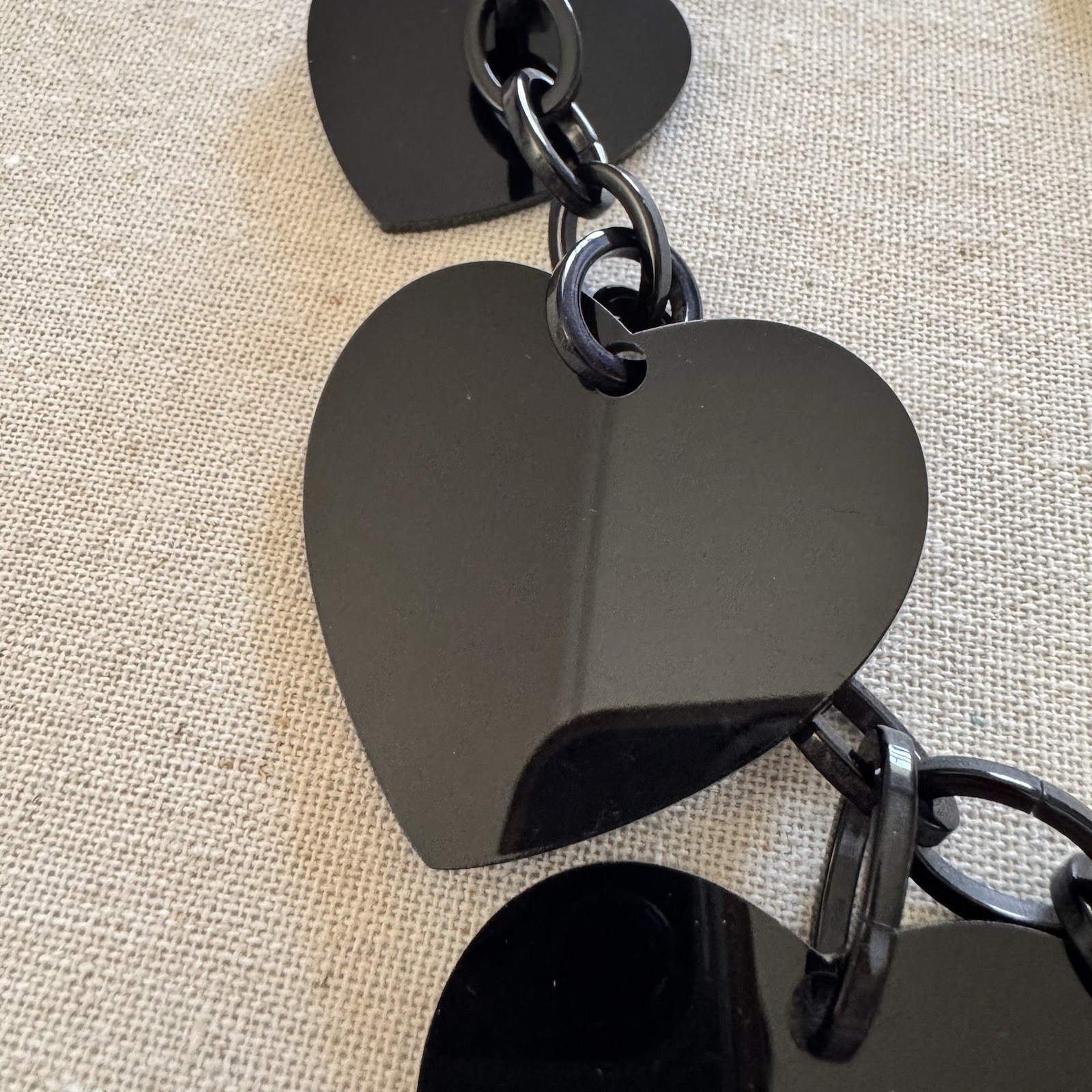 Vintage Marion Godart Large Dangling Black Hearts Statement Necklace 22″