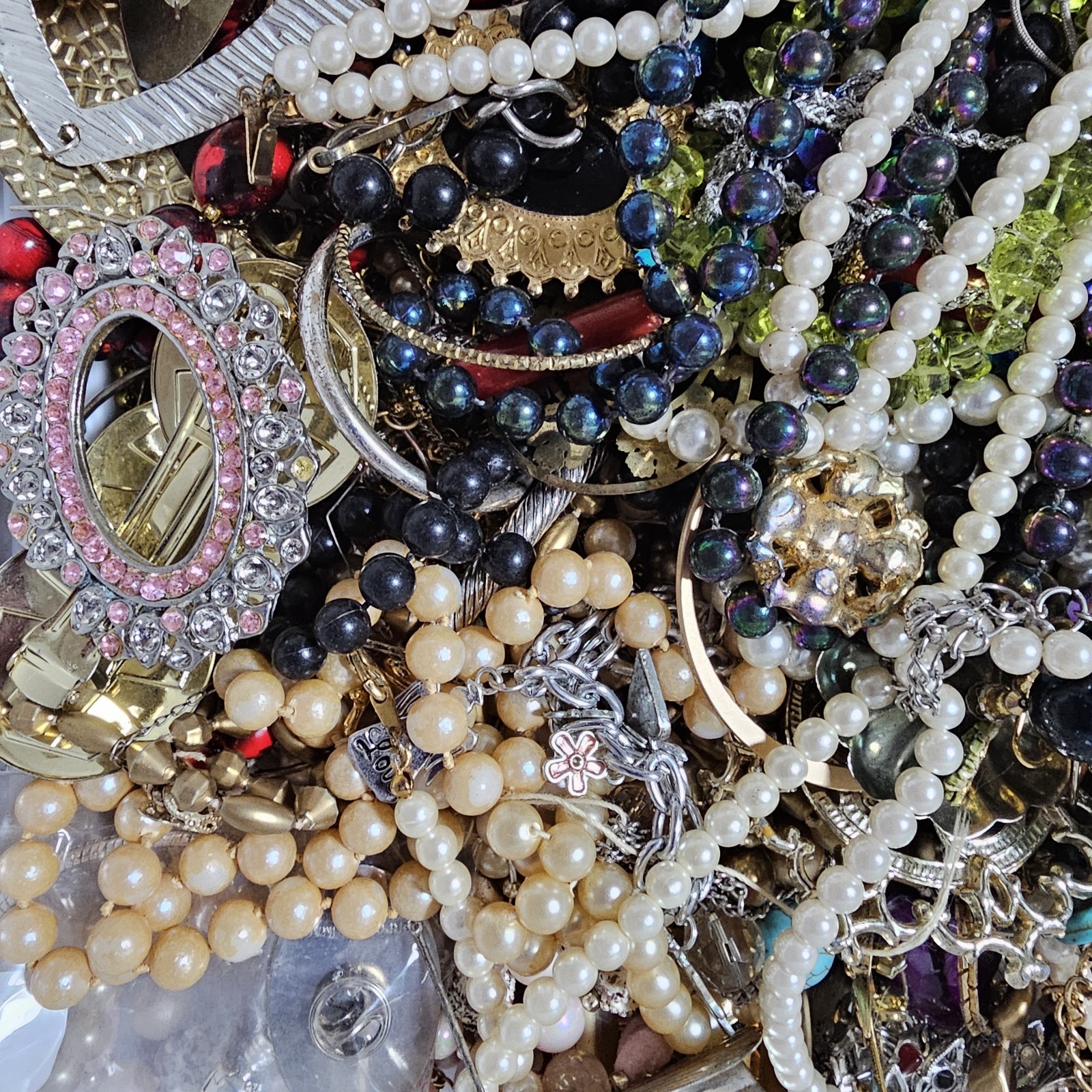 1 Pound VTG To Modern FASHION JEWELRY Lot Wearable Reuse Resell See Description