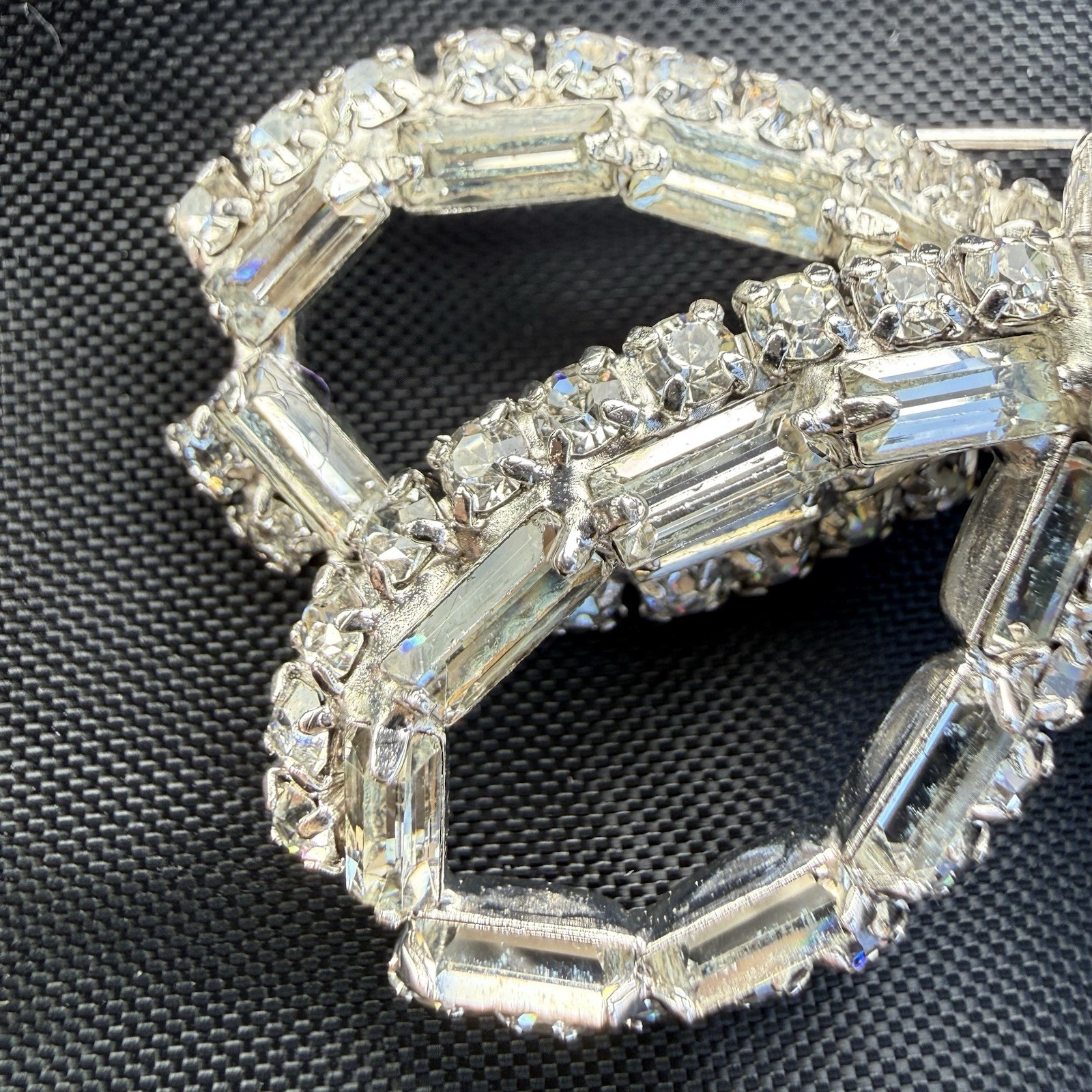 Vintage Rhinestone Bow Brooch/pin Baguette, Round And Emerald Cut Stones