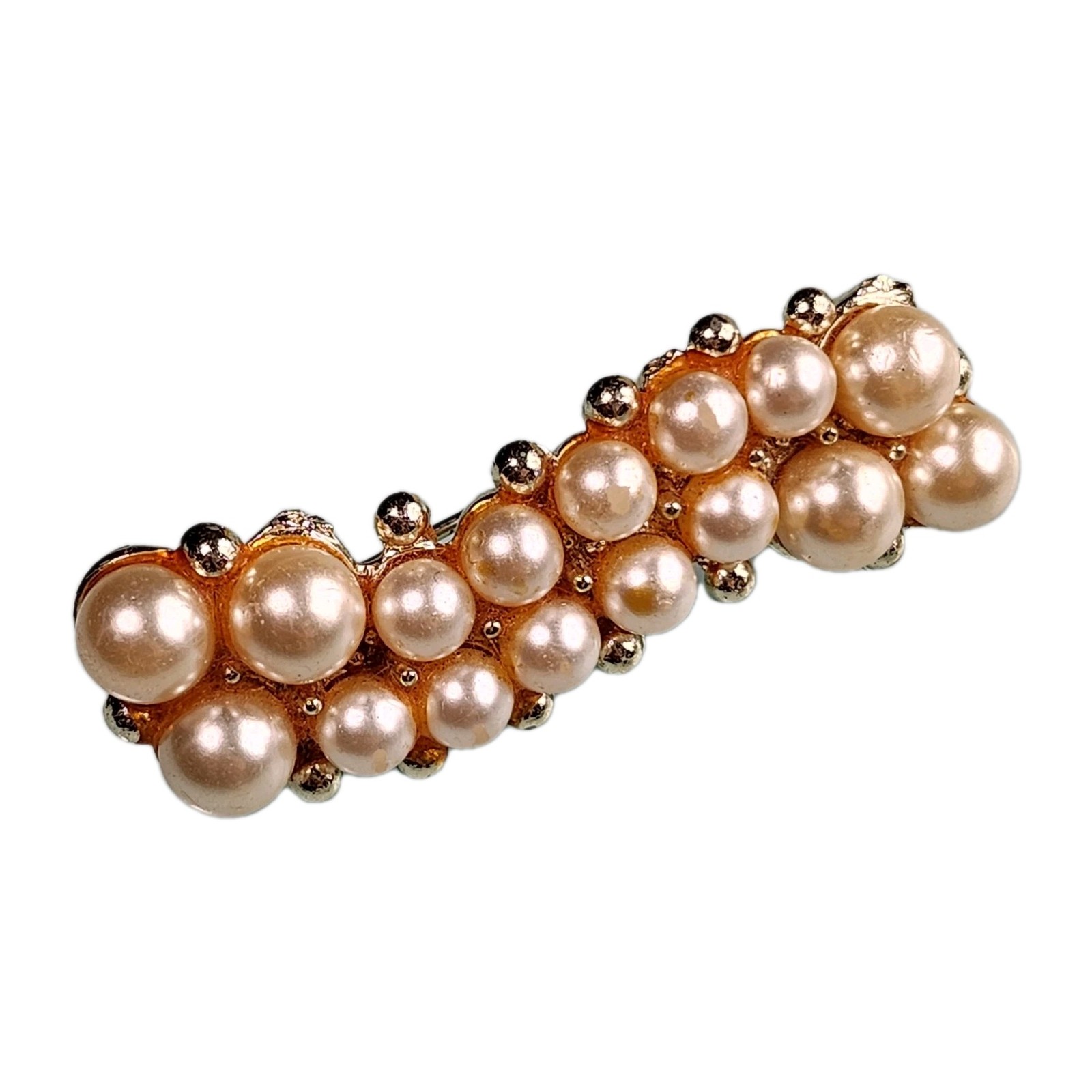Vintage Brooch Pin Gold Tone Faux Pearls Costume Jewelry