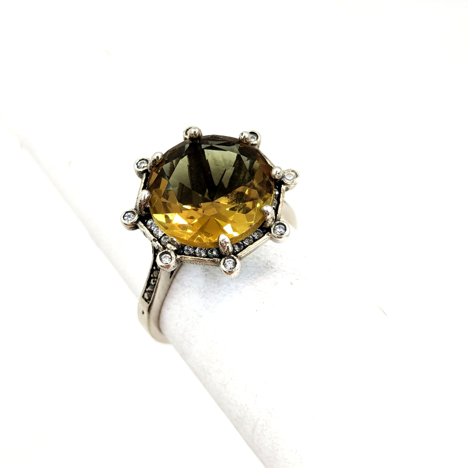 Vintage Luxury RING Silver 925 with Big Bright Stone -size: 7US (17.5mm) | #5