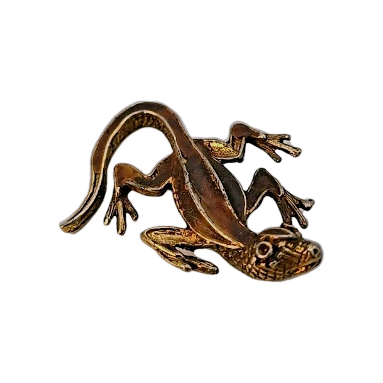 Vintage Brass Lizard Pin Brooch Mid-Century 1950s 1960s Reptile Jewelry