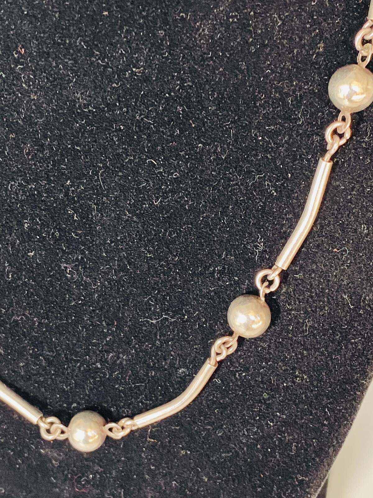 Vintage Sterling Silver Modernist Bar & Ball Bead Station Link Necklace 16-Grams