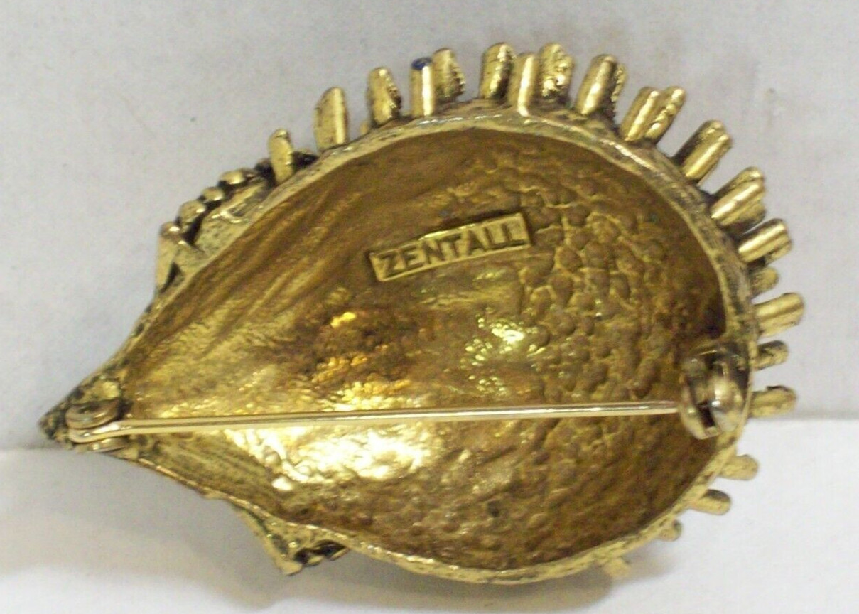 Hedgehog Zentall Pin Brutalist Brooch Retro Porcupine Modernist Abstract Vtg