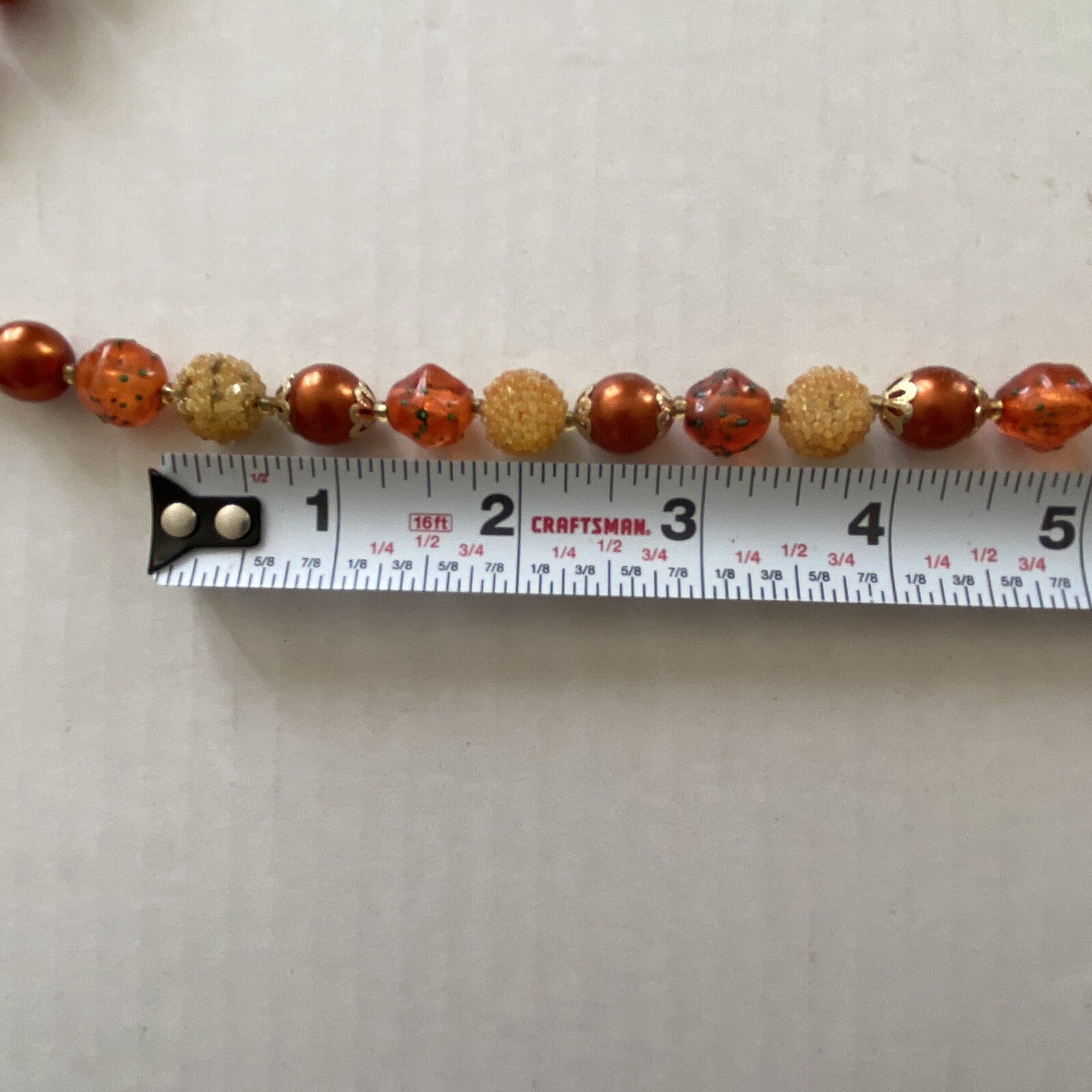 Vintage 20″ Bead Necklace Double Strand Copper Color Sugar Autumn Fall Colors