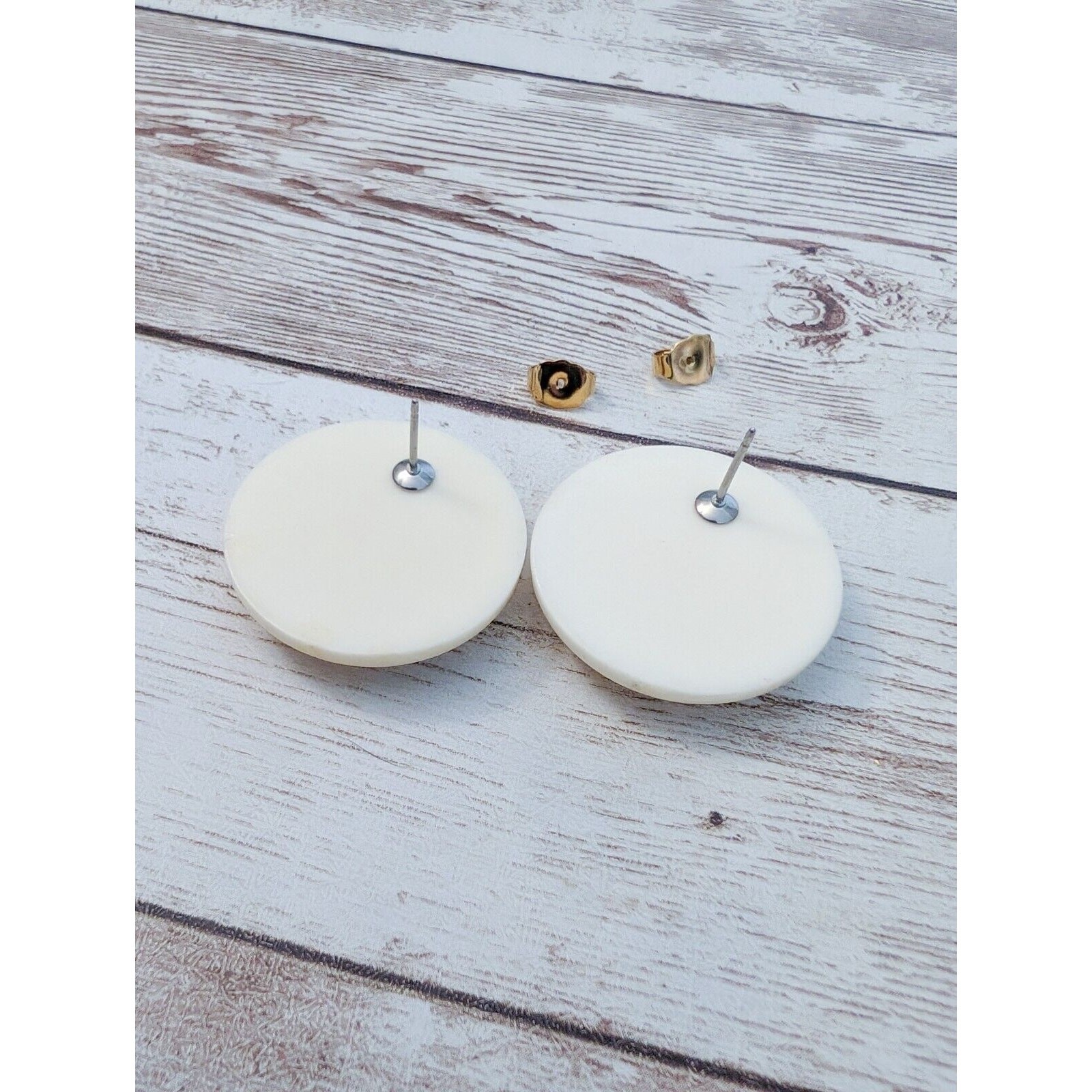 Vintage Earrings For Pierced Earrings – Off White with Yellow Spots