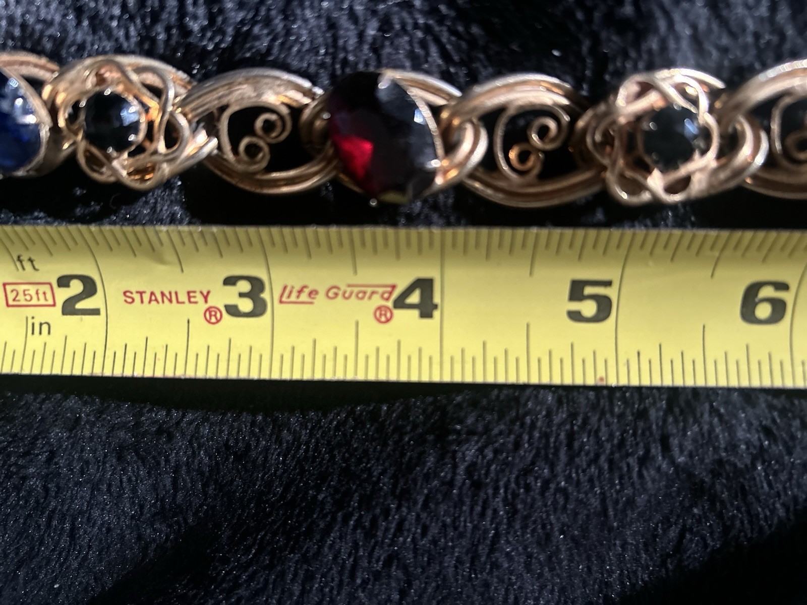 Vintage Victorian Revival Filigree Bracelet Intaglio Glass Stones Gold Tone