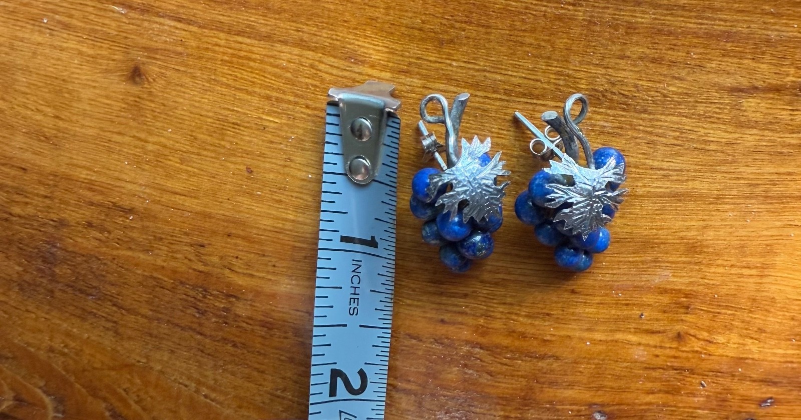 Vintage Morita Gil of Chile sterling silver & Lapis Grape clusters earrings