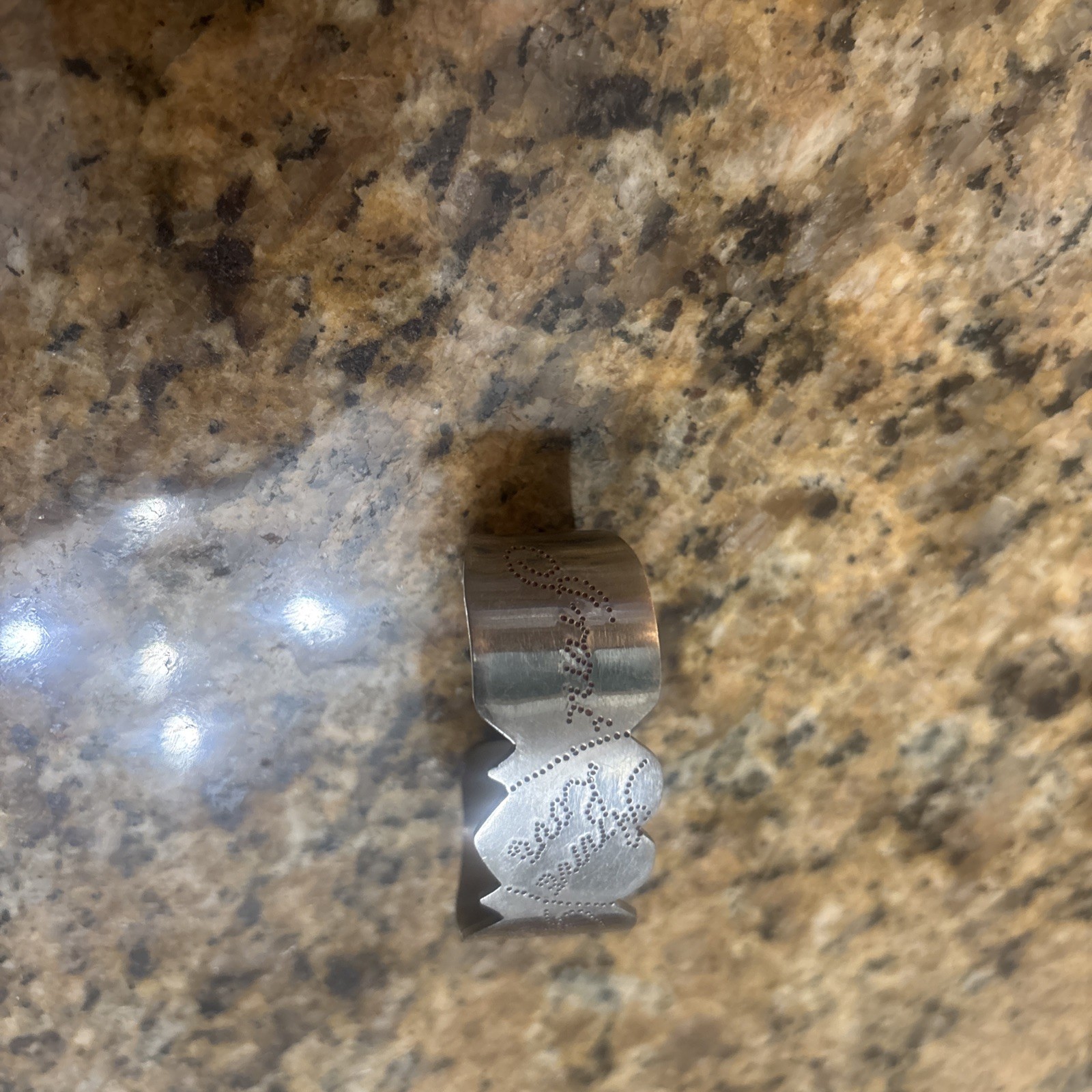 Vtg WW2 WWII 1940s Trench Art Aluminum Sweetheart Cuff Bracelet “Annie” Pacific